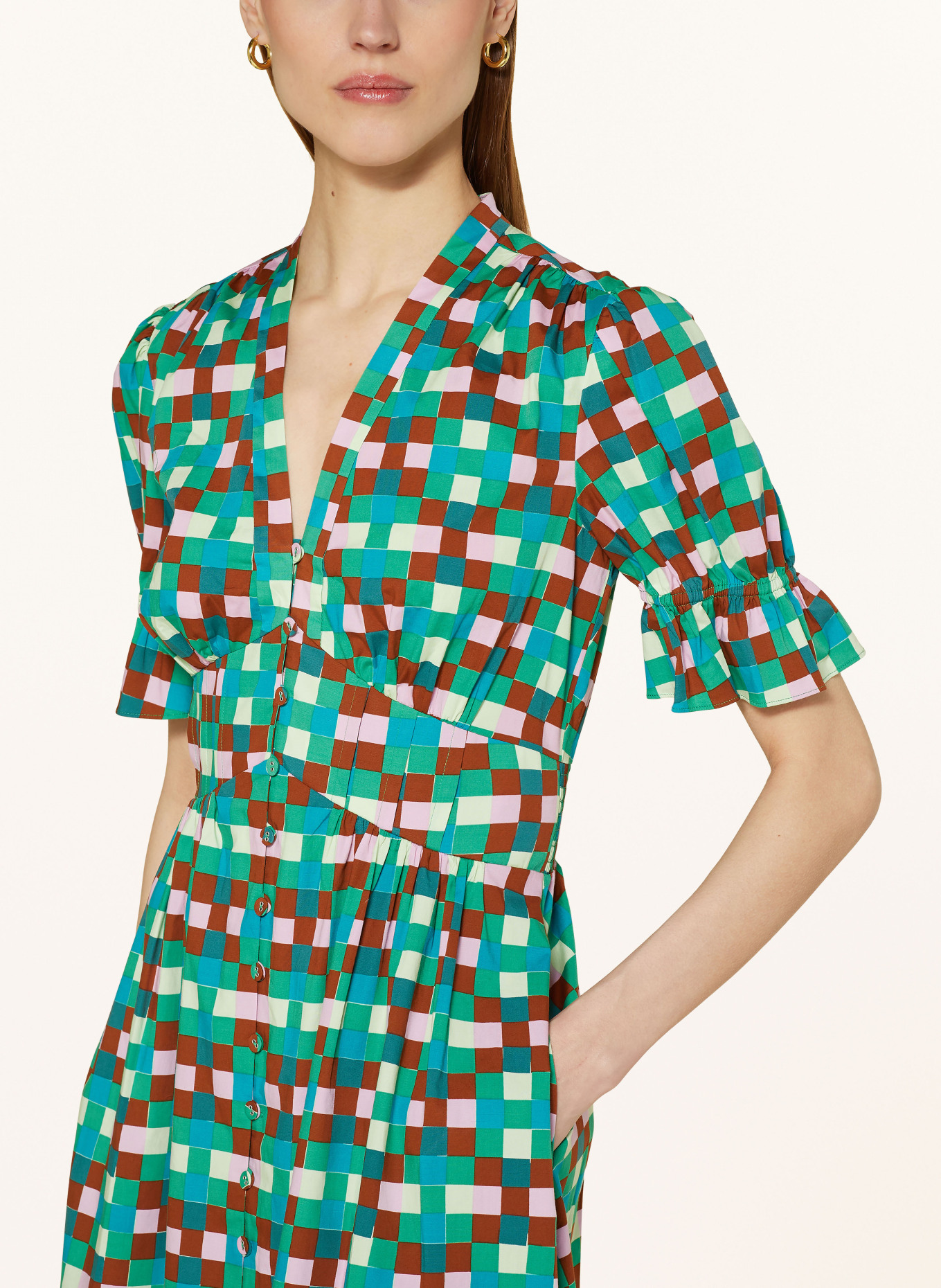 DIANE VON FURSTENBERG Shirt dress ERICA, Color: GREEN/ PINK/ BROWN (Image 4)