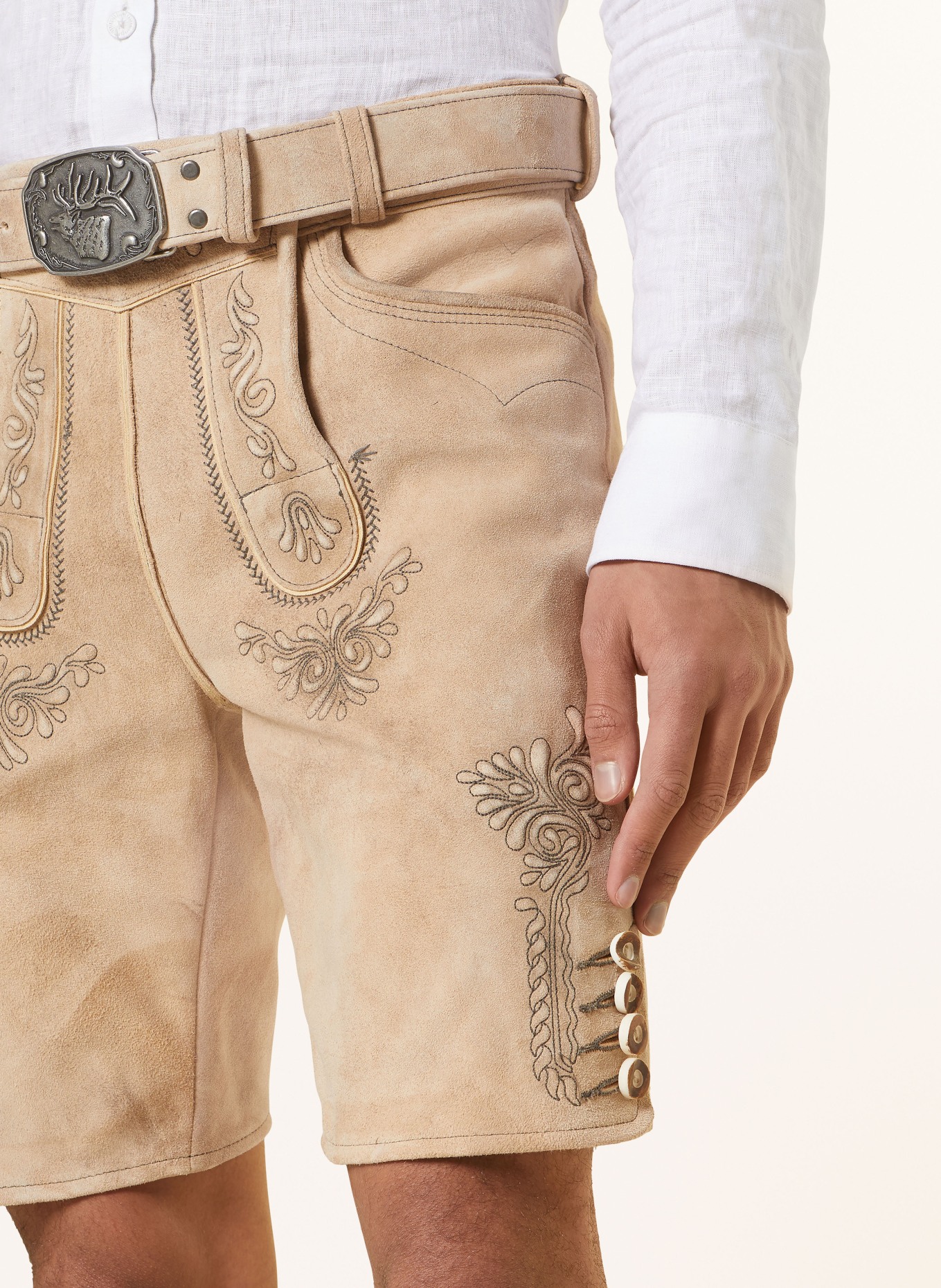 Spieth & Wensky Spodnie skórzane w stylu ludowym DUNCAN, Kolor: BEŻOWY (Obrazek 5)