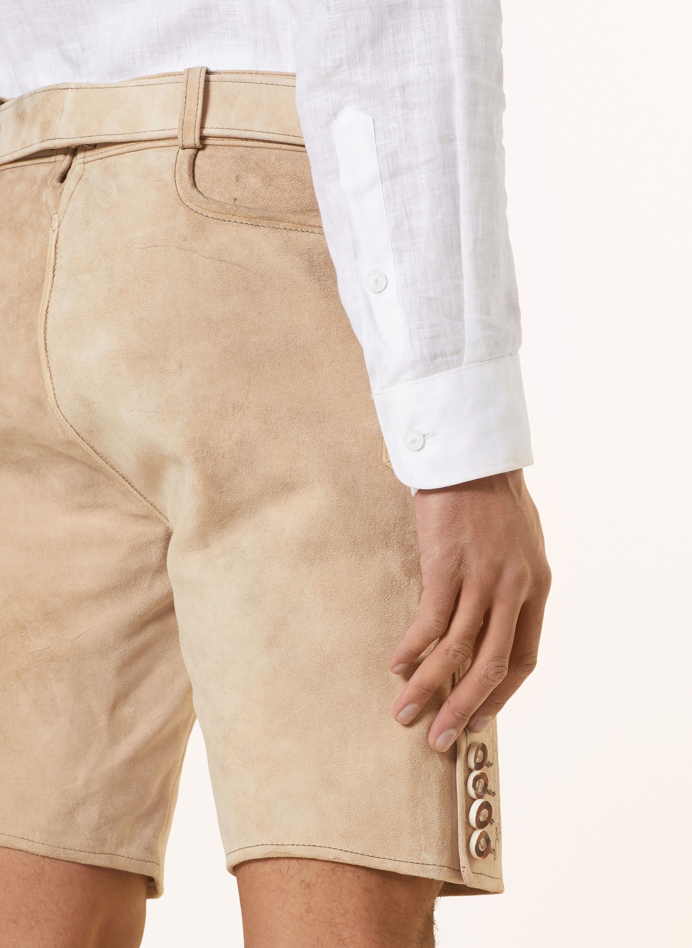 Spieth & Wensky Spodnie skórzane w stylu ludowym DUNCAN, Kolor: BEŻOWY (Obrazek 6)