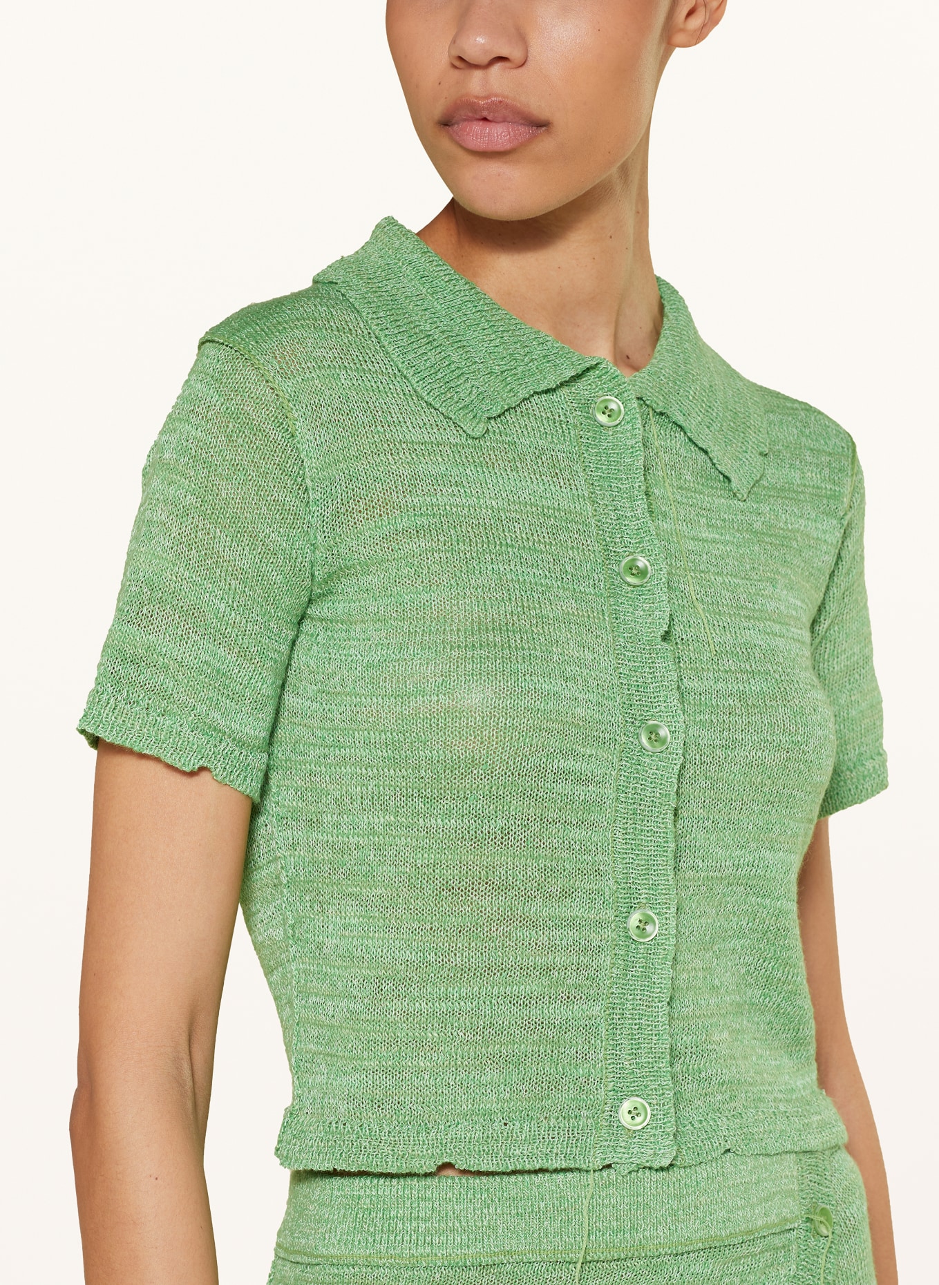 Acne Studios Cardigan with linen, Color: LIGHT GREEN (Image 4)