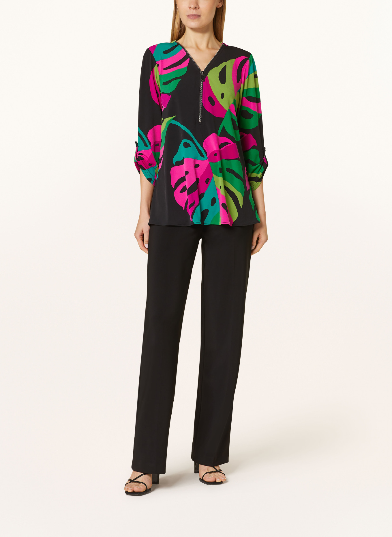 Joseph Ribkoff Shirt blouse made of jersey with 3/4 sleeves, Color: BLACK/ FUCHSIA/ GREEN (Image 2)