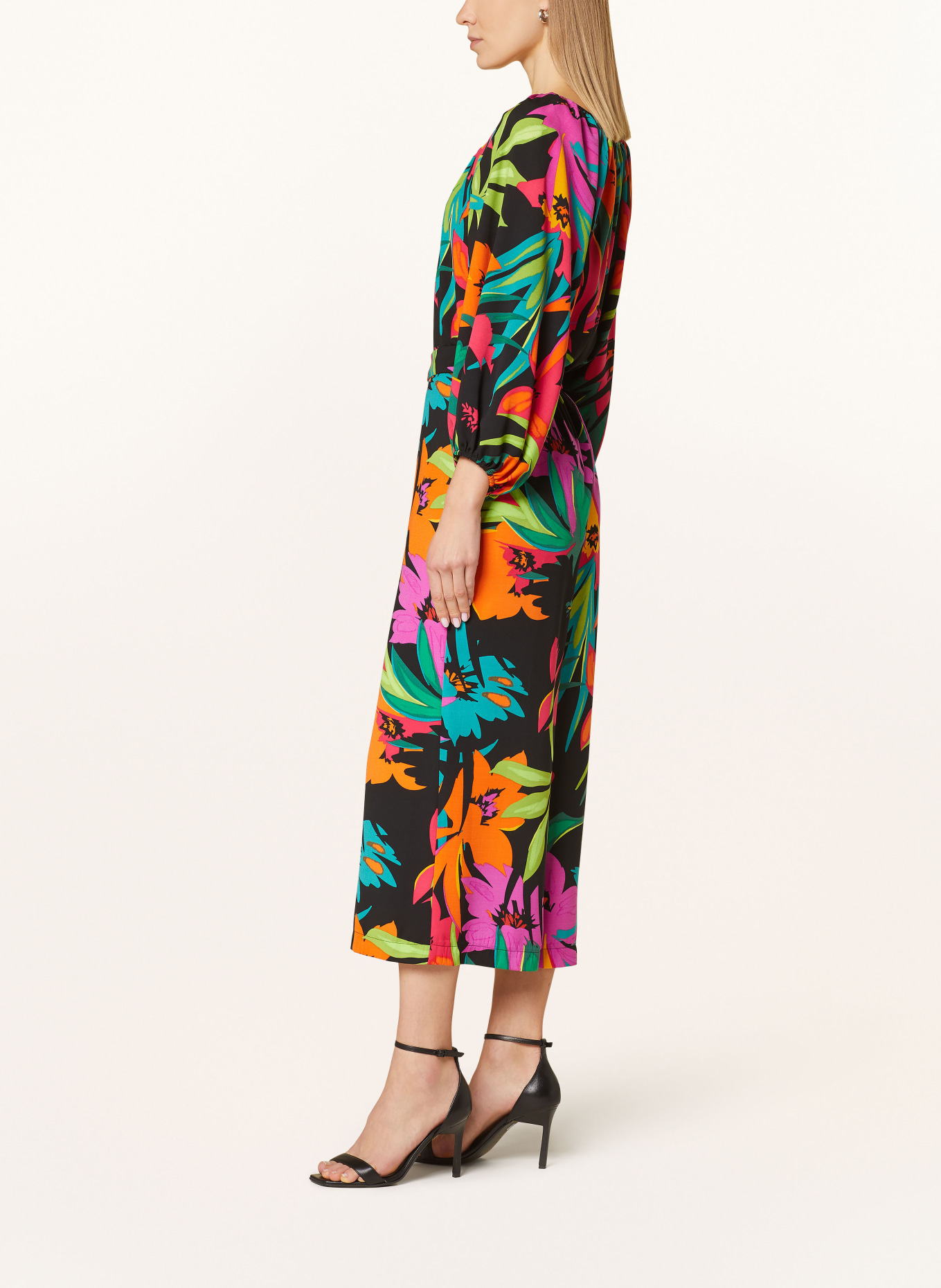 Joseph Ribkoff Culottes, Color: BLACK/ ORANGE/ LIGHT GREEN (Image 4)