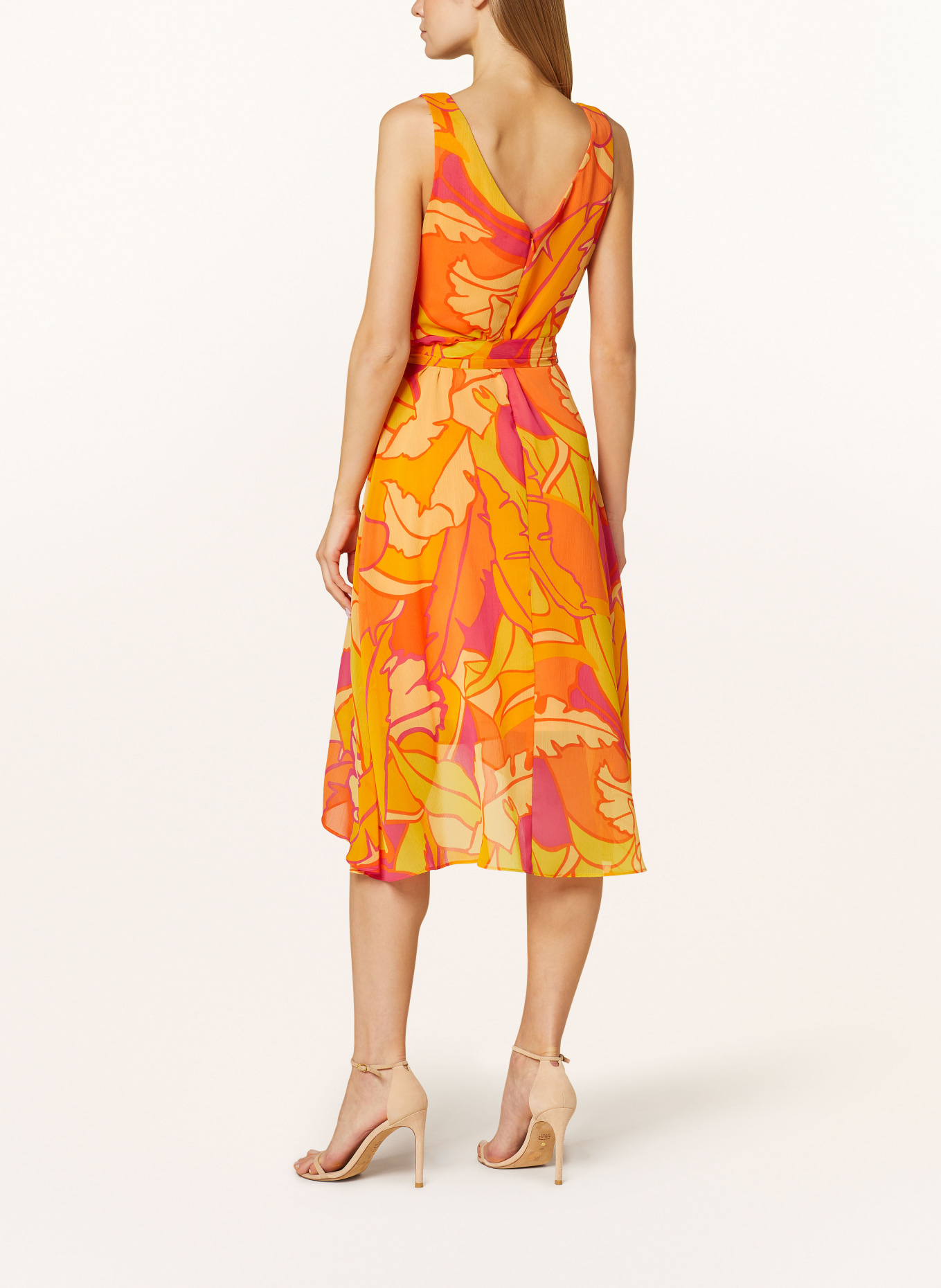 Joseph Ribkoff Dress in wrap look, Color: PINK/ YELLOW/ ORANGE (Image 3)
