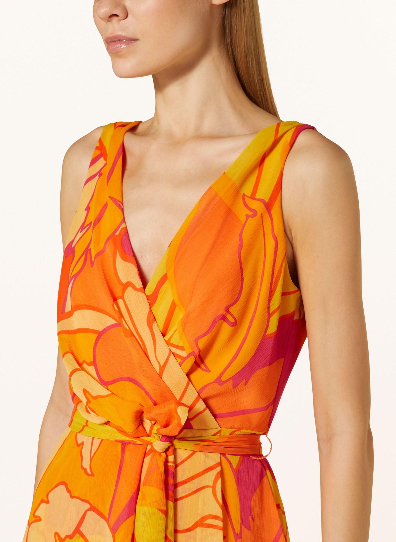 Joseph Ribkoff Dress in wrap look, Color: PINK/ YELLOW/ ORANGE (Image 4)