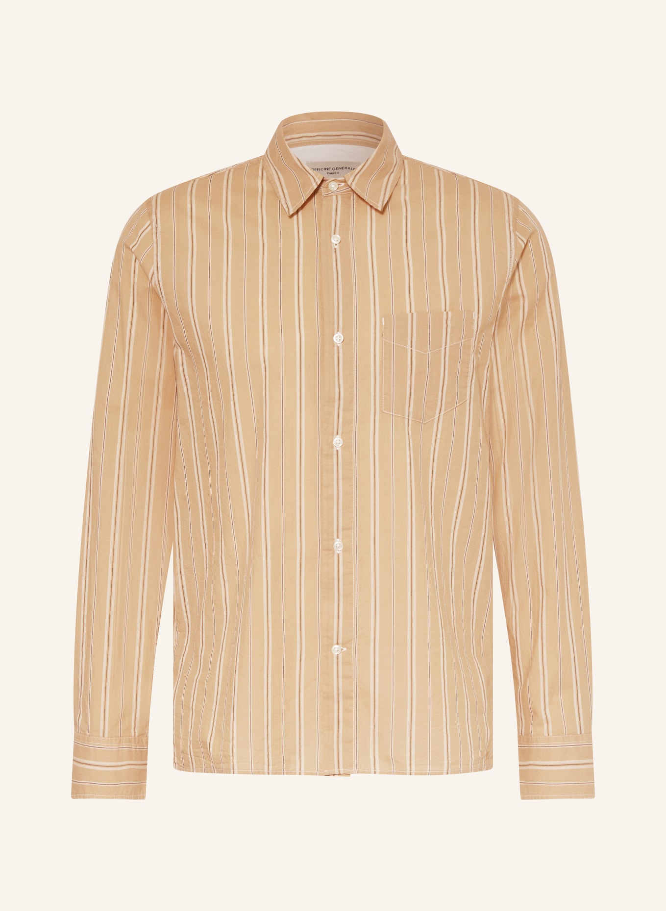 Officine Générale Shirt extra slim fit, Color: LIGHT BROWN/ DARK BROWN (Image 1)