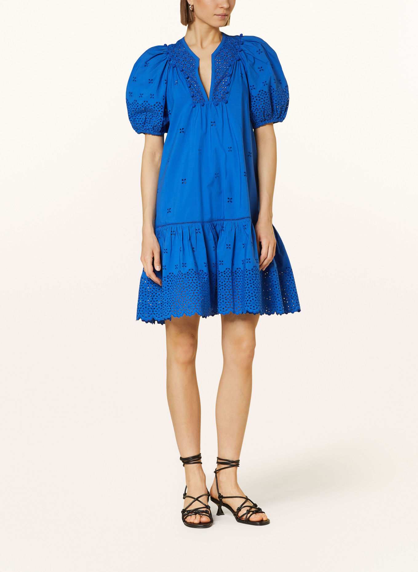 ULLA JOHNSON Kleid AURORA mit Spitze, Farbe: BLAU (Bild 2)