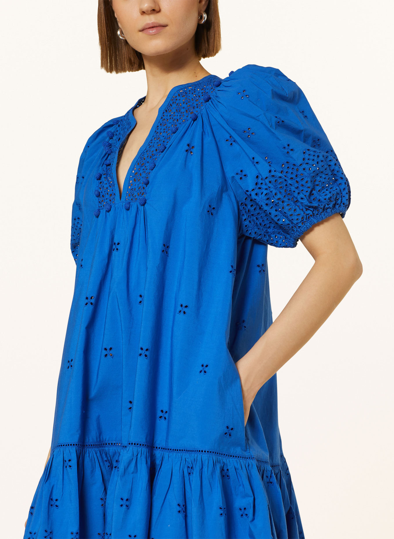 ULLA JOHNSON Kleid AURORA mit Spitze, Farbe: BLAU (Bild 4)