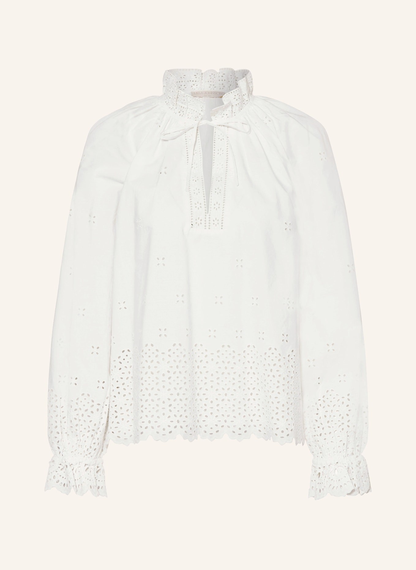 ULLA JOHNSON Shirt blouse ALORA with broderie anglaise and ruffles, Color: WHITE (Image 1)