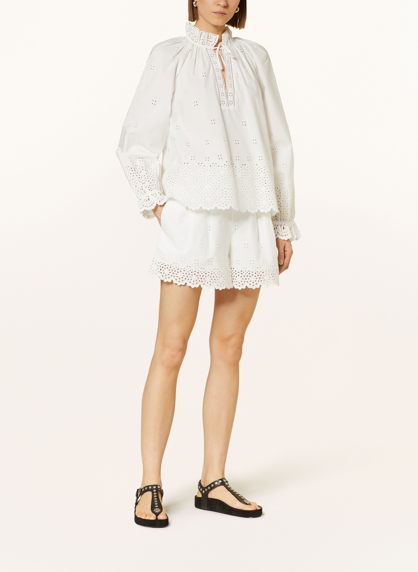 ULLA JOHNSON Shorts SABINE with broderie anglaise, Color: WHITE (Image 2)