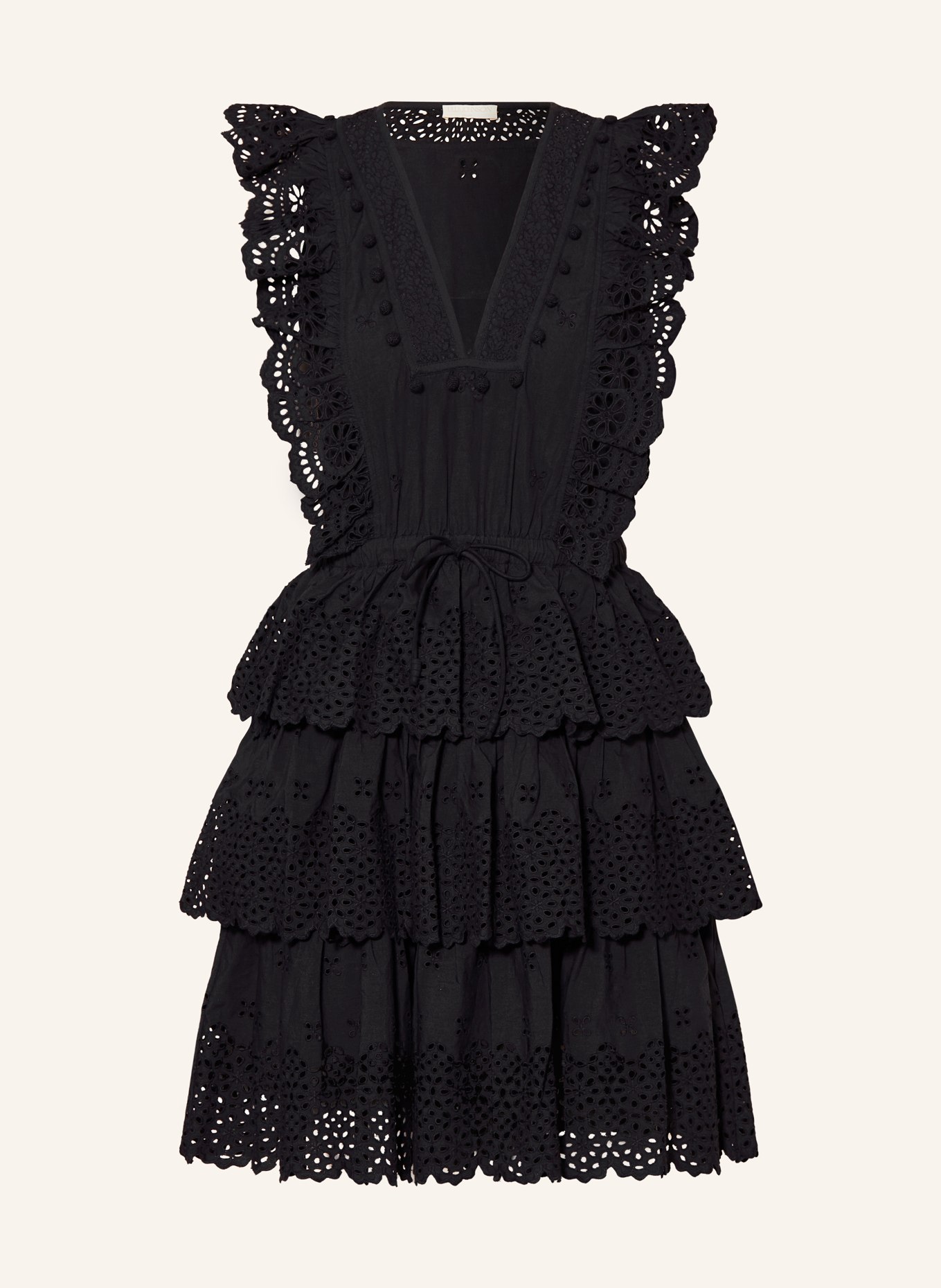 ULLA JOHNSON Dress LILITH with lace and frills, Color: BLACK (Image 1)