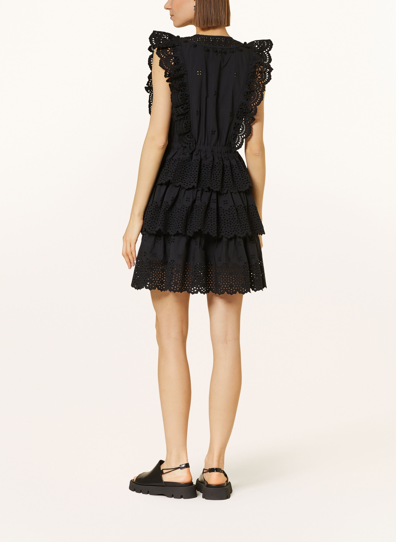 ULLA JOHNSON Dress LILITH with lace and frills, Color: BLACK (Image 3)