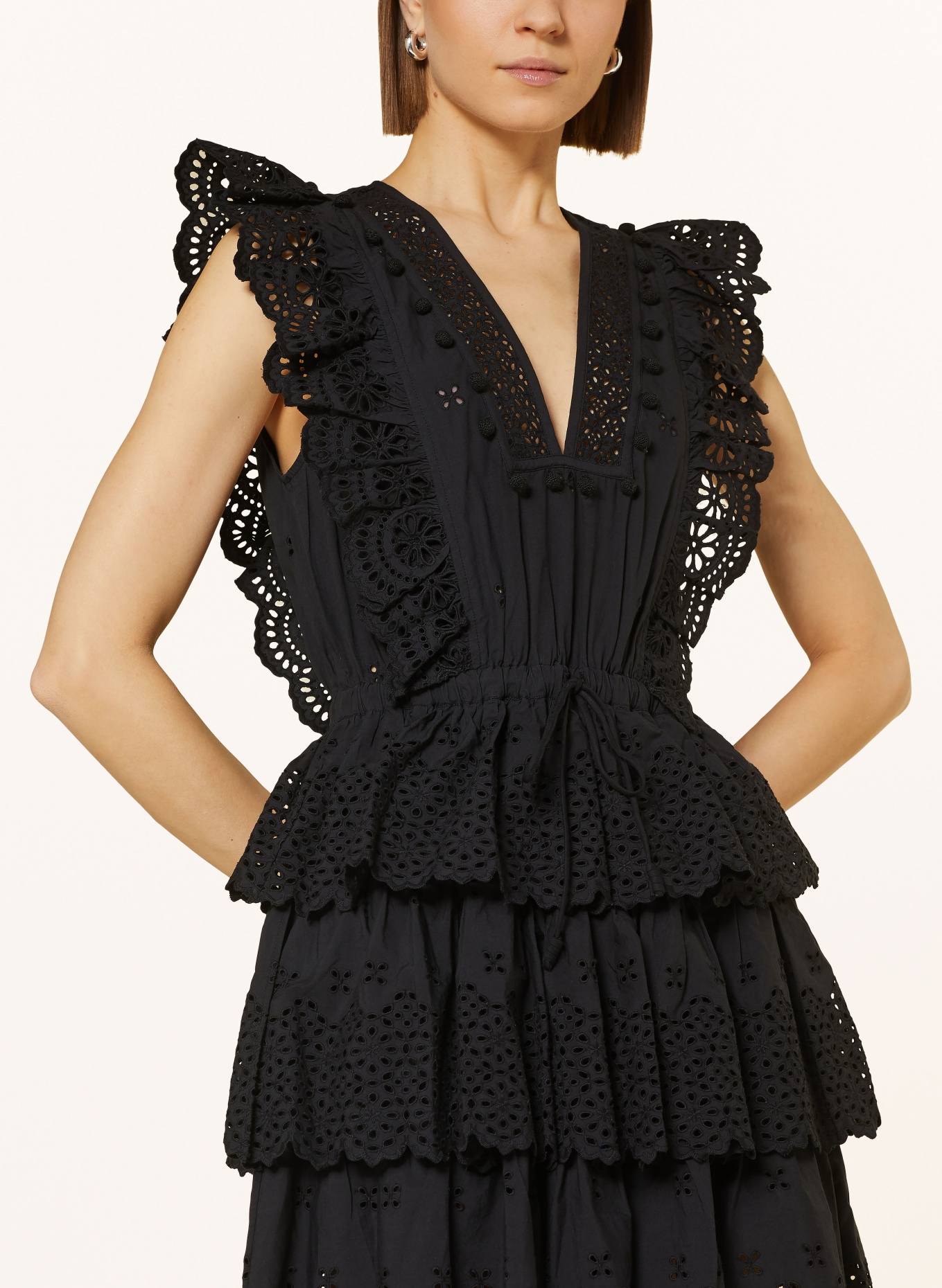 ULLA JOHNSON Dress LILITH with lace and frills, Color: BLACK (Image 4)