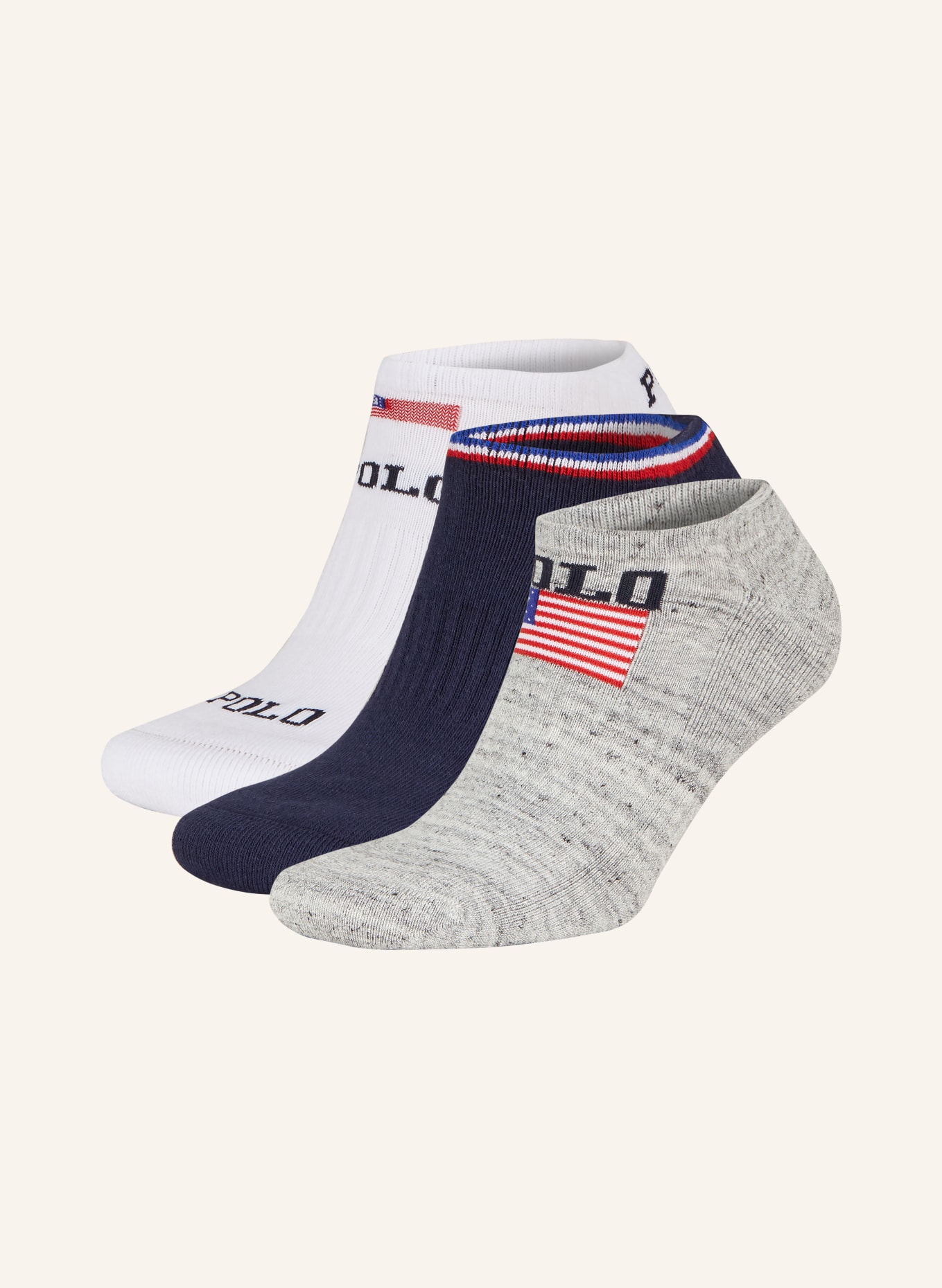POLO RALPH LAUREN 3-pack sneaker socks, Color: 001 3PK WHITE/NAVY/GREY (Image 1)
