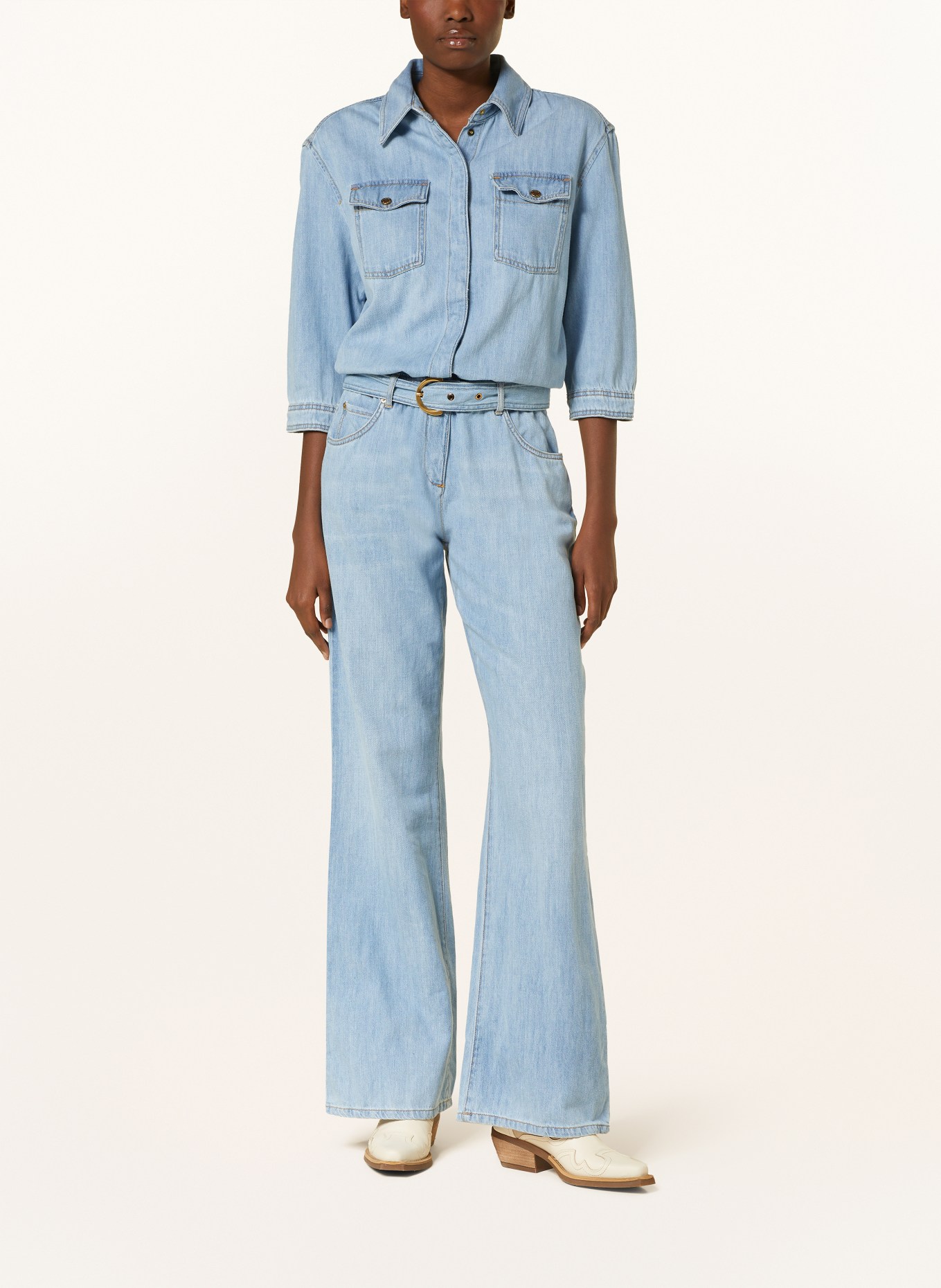PINKO Denim jumpsuit TURANO with 3/4 sleeves, Color: LIGHT BLUE (Image 2)