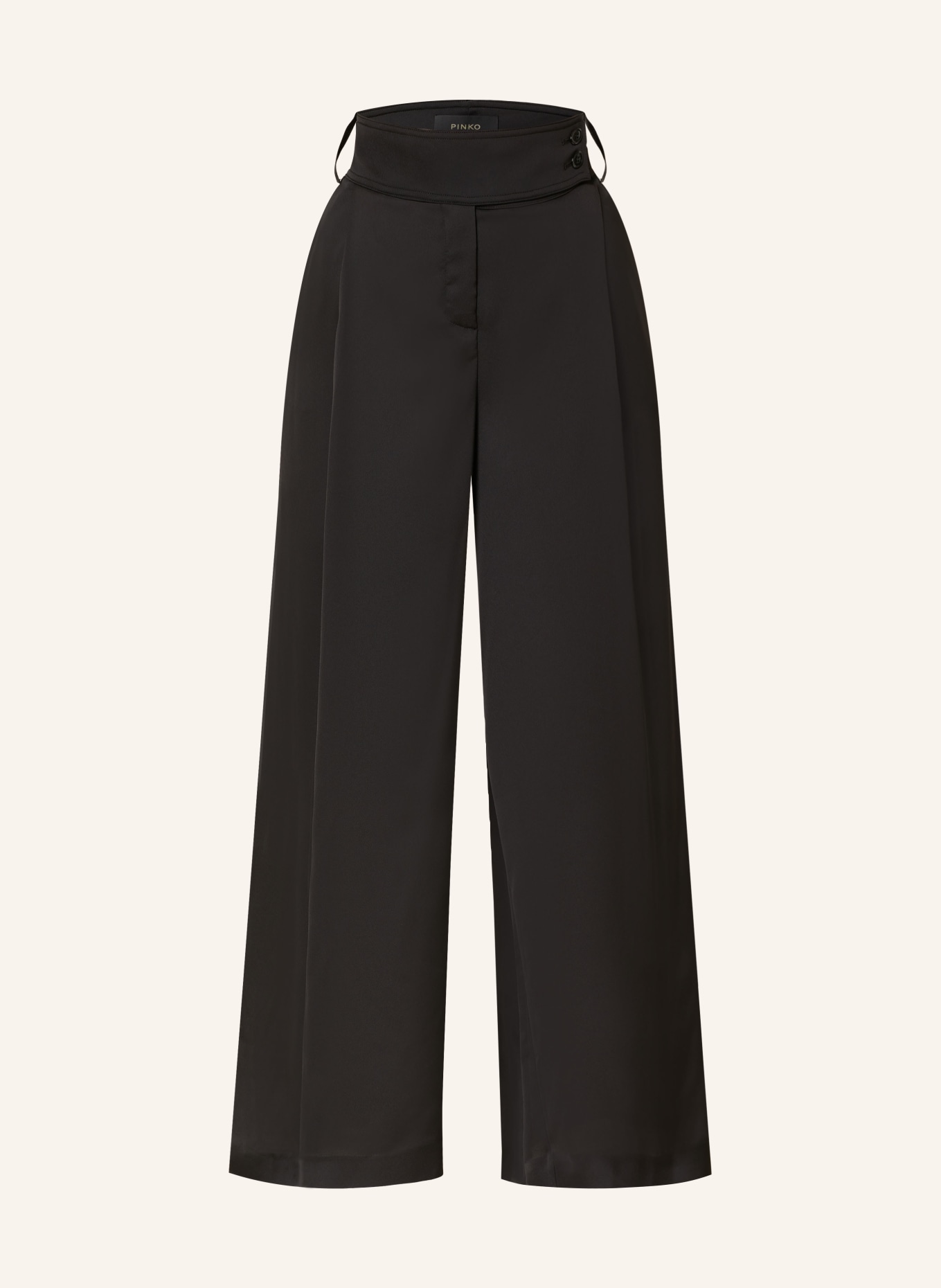 PINKO Wide leg trousers PARNE in satin, Color: BLACK (Image 1)