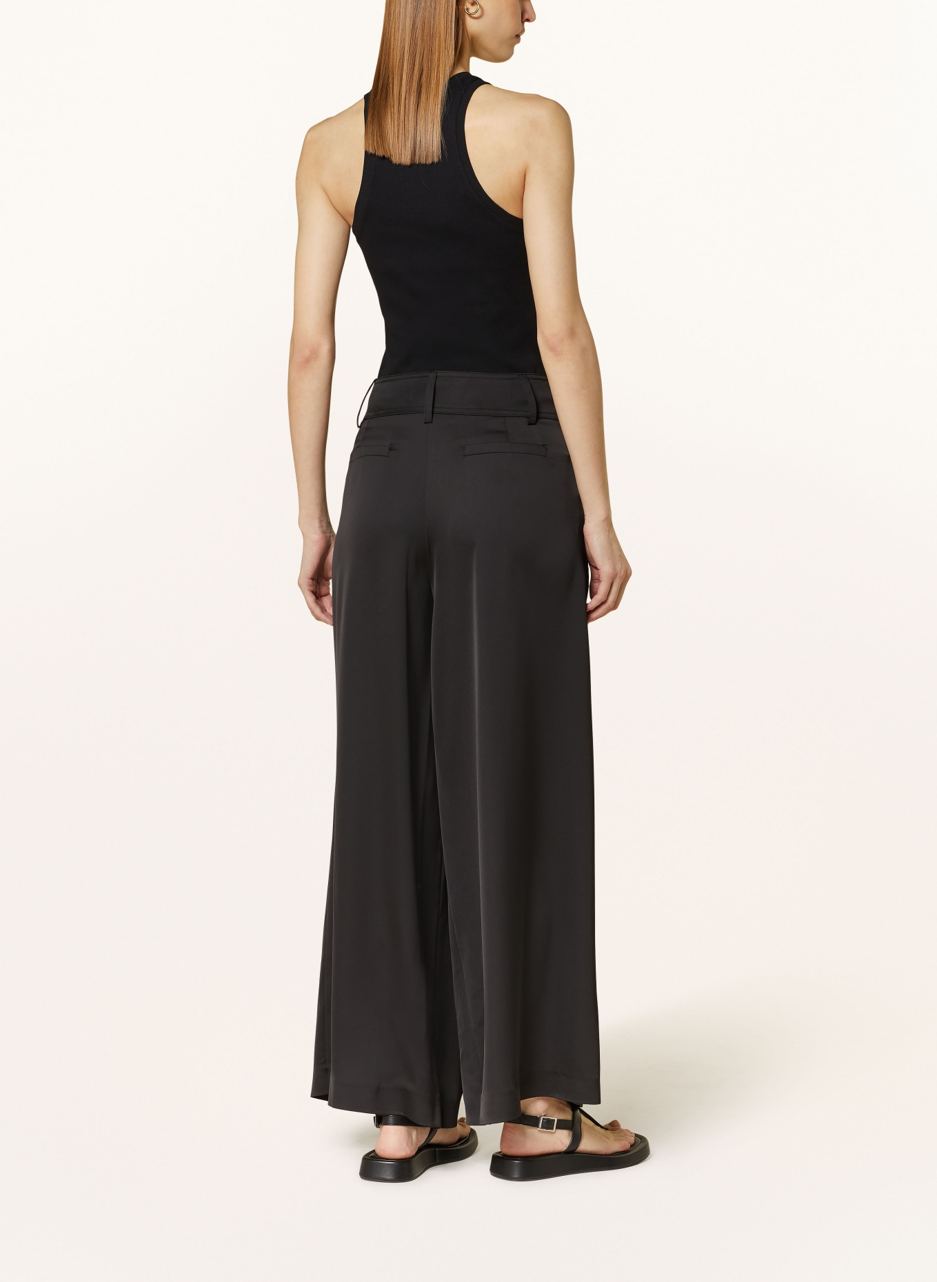 PINKO Wide leg trousers PARNE in satin, Color: BLACK (Image 3)