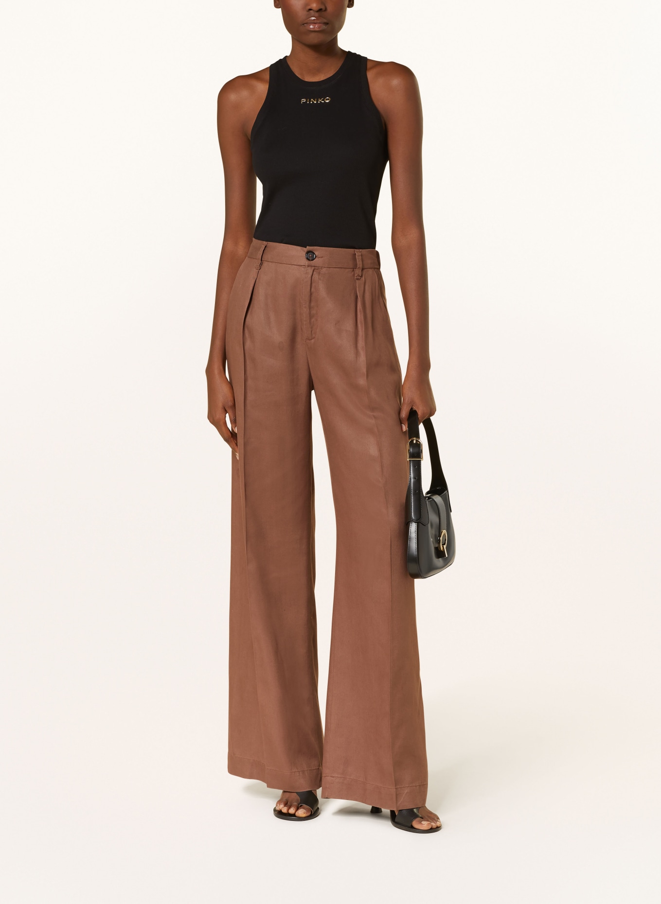 PINKO Wide leg trousers LUNGO, Color: BROWN (Image 2)