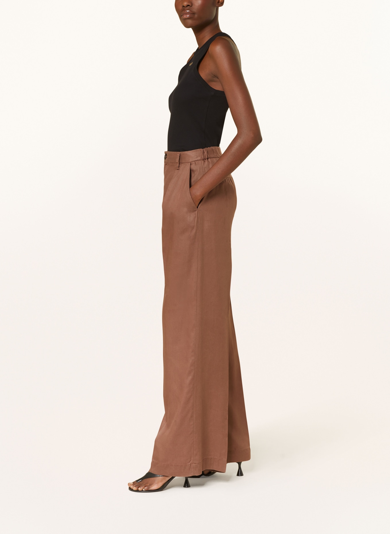 PINKO Wide leg trousers LUNGO, Color: BROWN (Image 4)