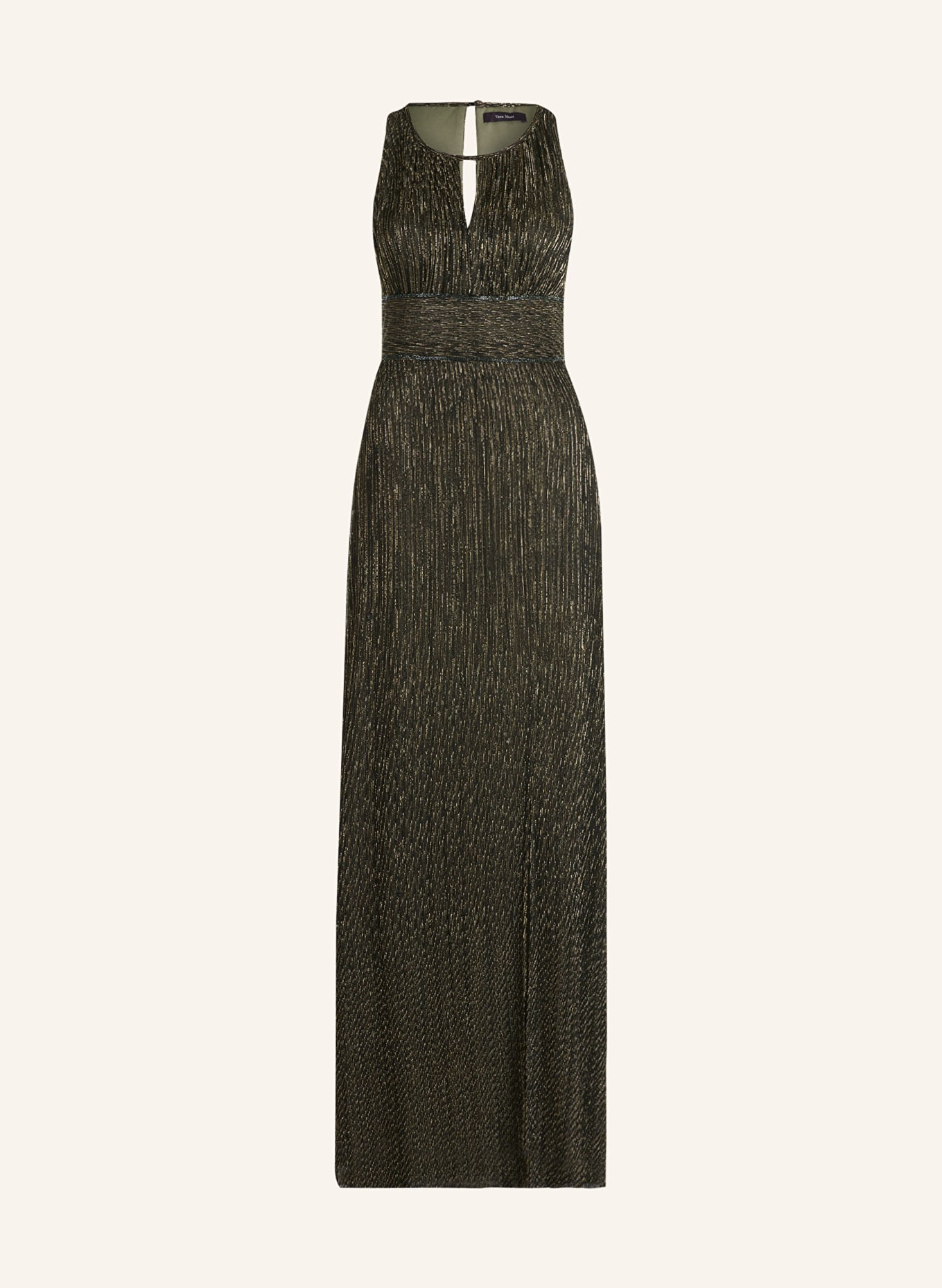 Vera Mont Evening dress with glitter thread and decorative gems, Color: KHAKI/ BLACK (Image 1)