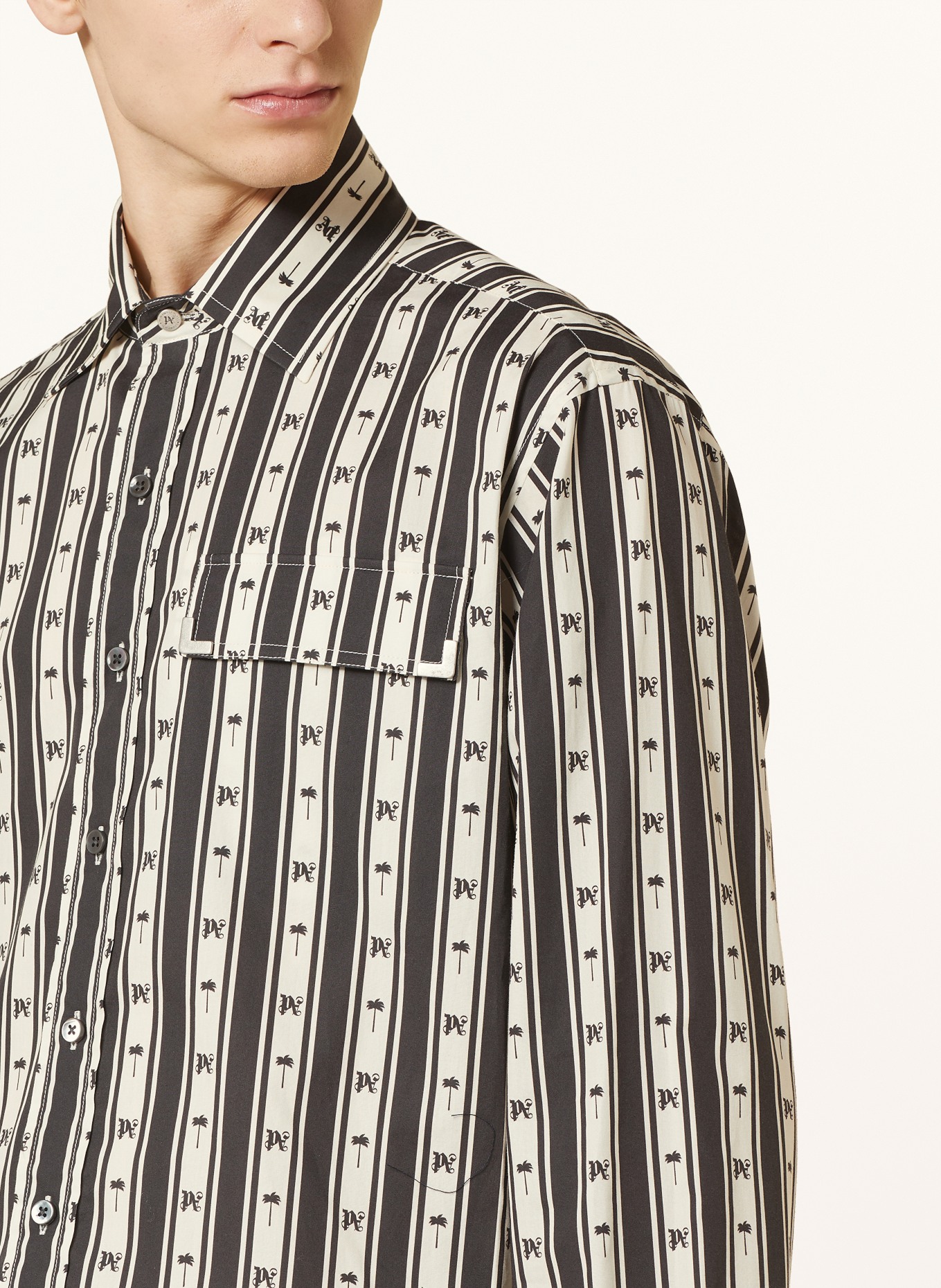 Palm Angels Shirt comfort fit, Color: WHITE/ BLACK (Image 4)