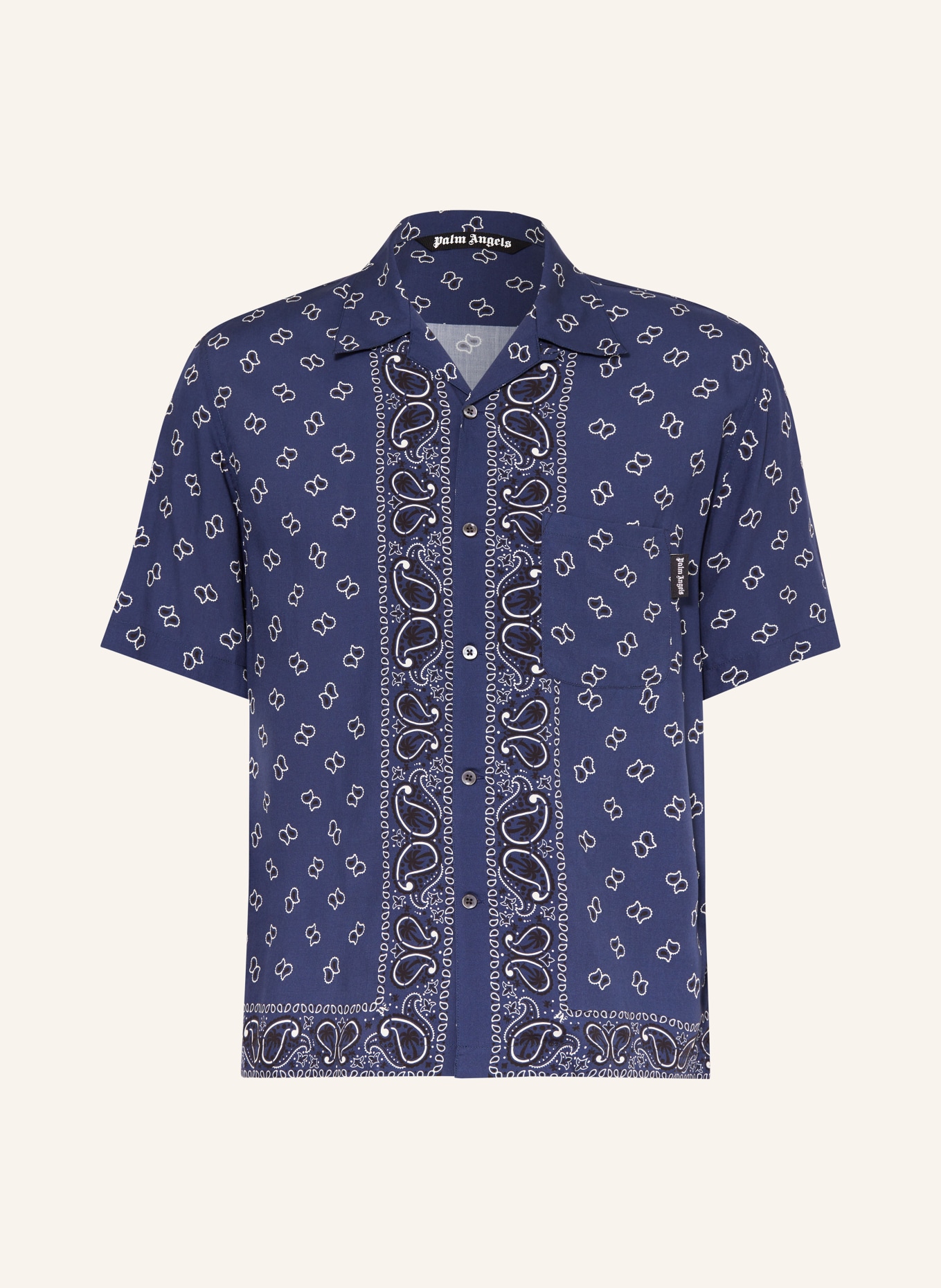 Palm Angels Resort shirt comfort fit, Color: DARK BLUE/ WHITE (Image 1)