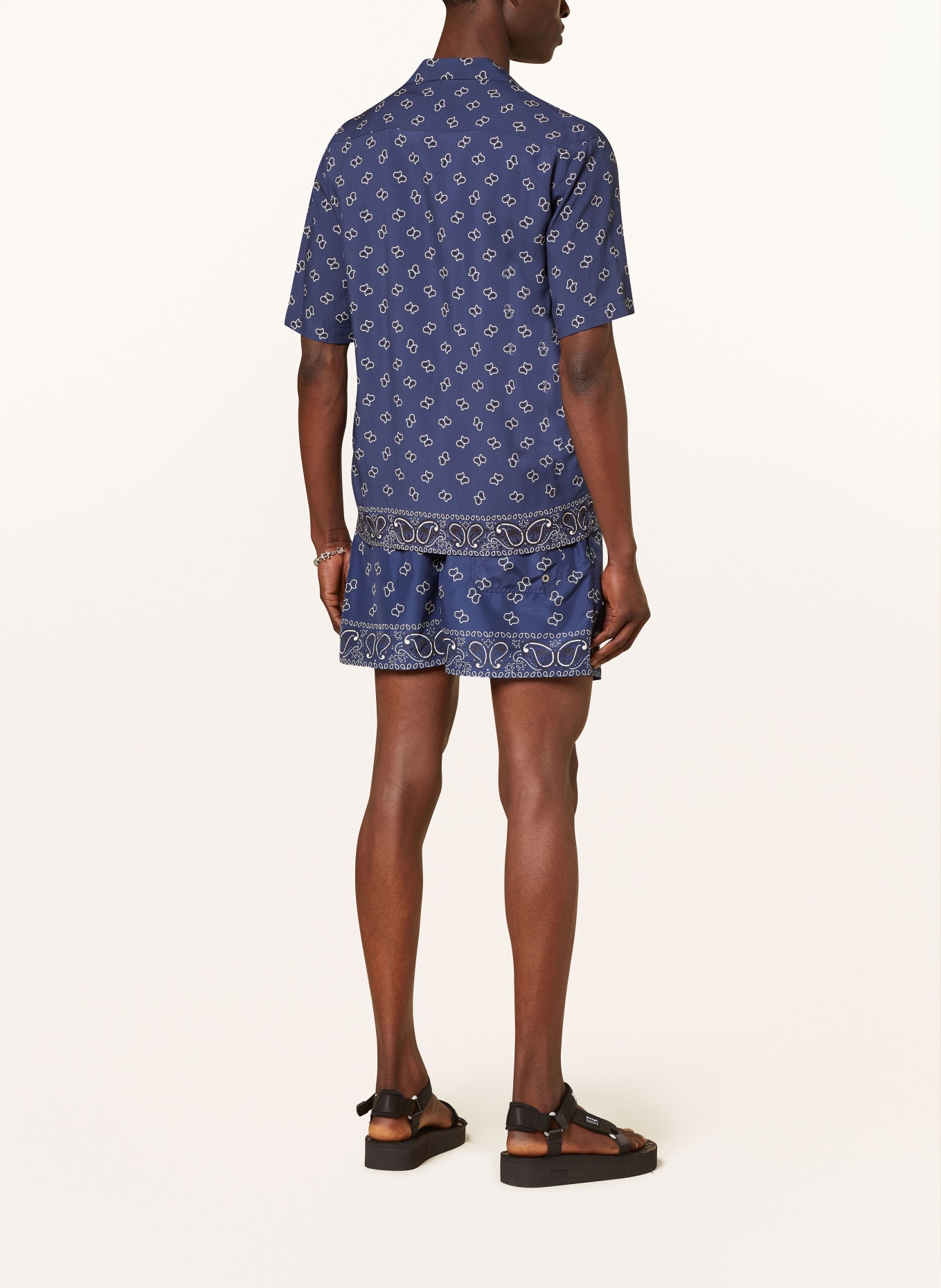 Palm Angels Resort shirt comfort fit, Color: DARK BLUE/ WHITE (Image 3)