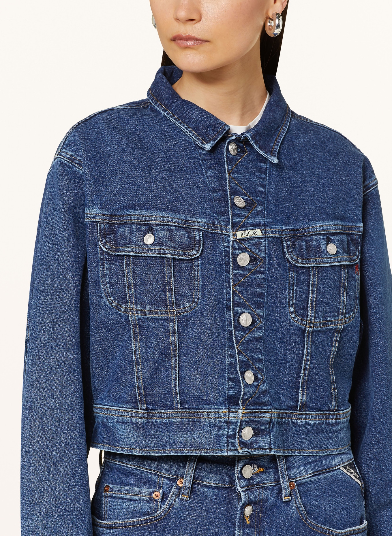 REPLAY Krótka kurtka jeansowa, Kolor: GRANATOWY (Obrazek 4)