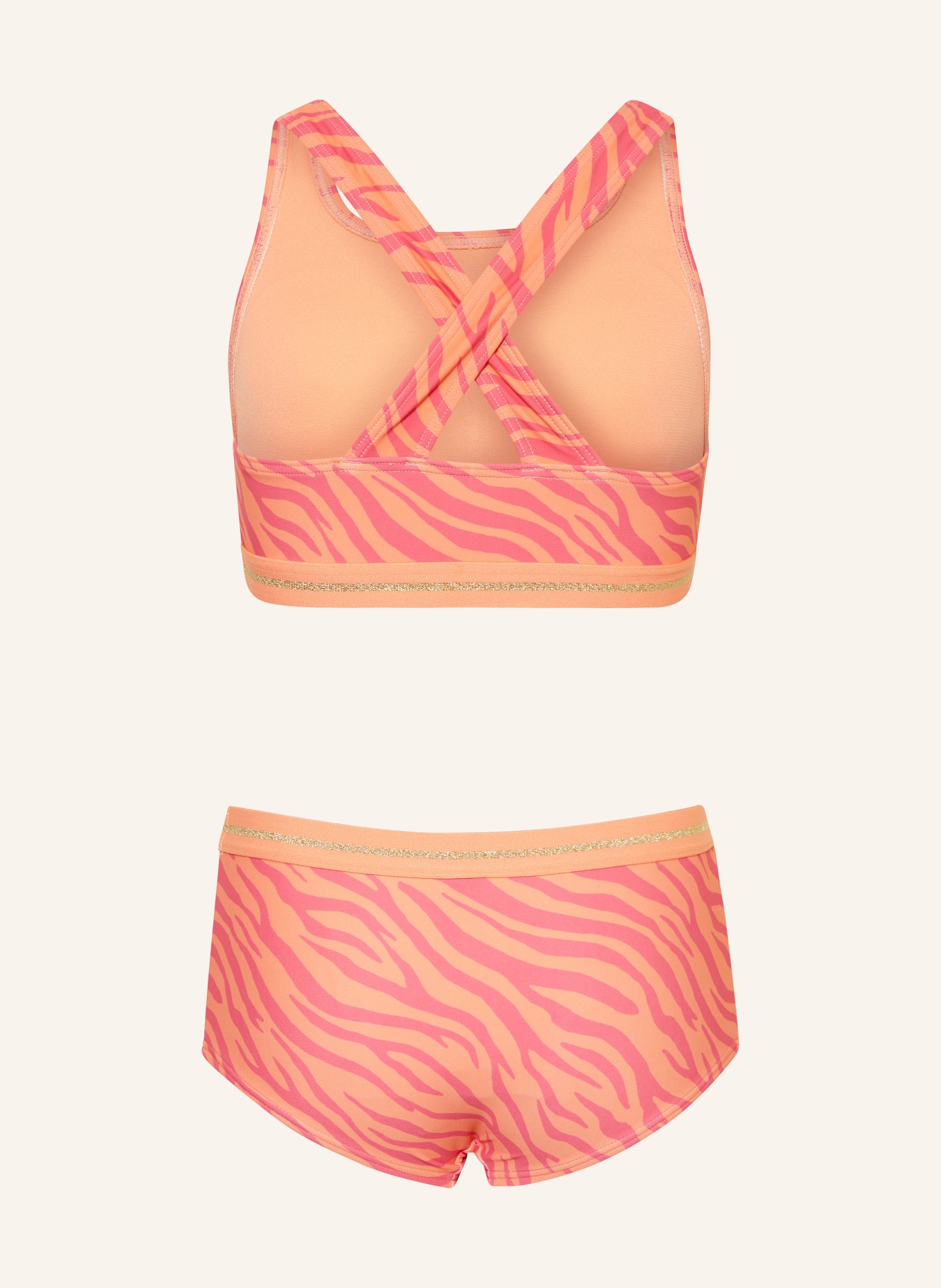 Sanetta Bikini bustier z ochroną UV 50+ z błyszczącą przędzą, Kolor: POMARAŃCZOWY/ MOCNORÓŻOWY (Obrazek 2)