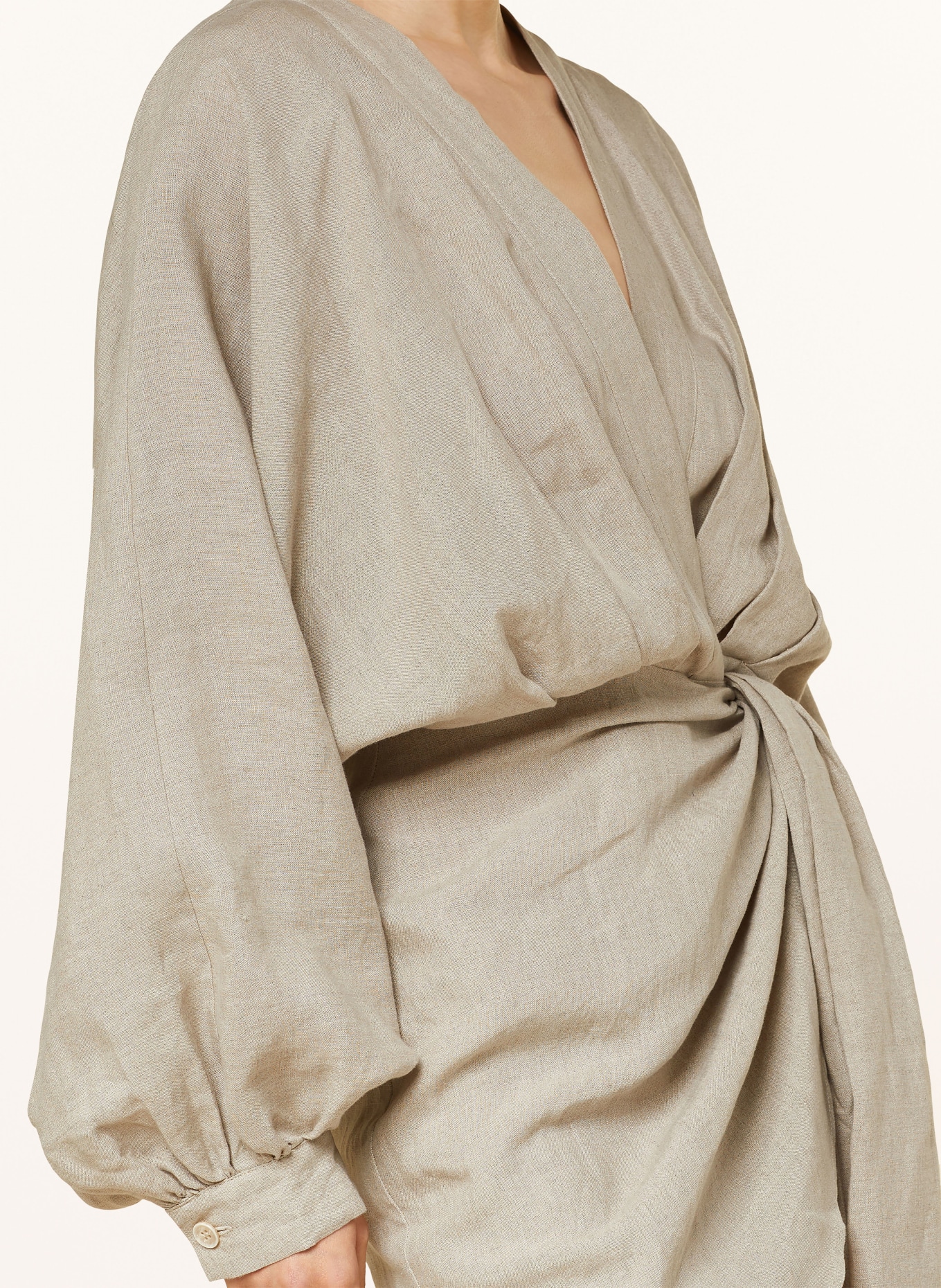 JUNE FRIDAYS Wrap dress made of linen, Color: BEIGE (Image 4)