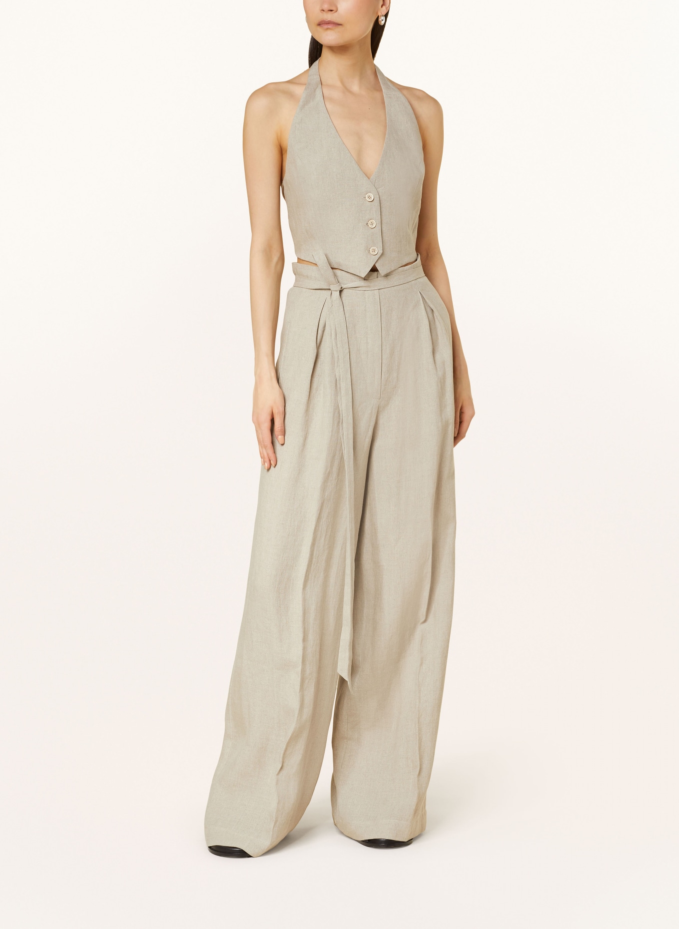 JUNE FRIDAYS Wide leg trousers made of linen, Color: BEIGE (Image 2)