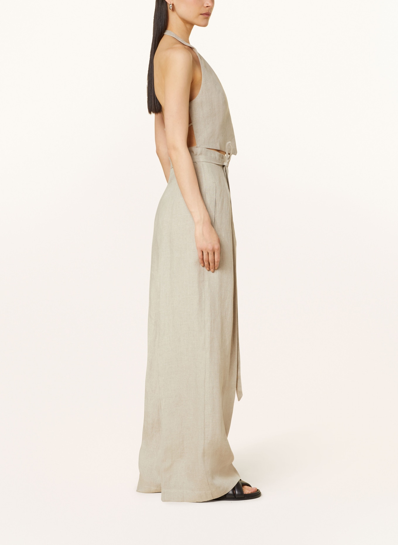 JUNE FRIDAYS Wide leg trousers made of linen, Color: BEIGE (Image 4)