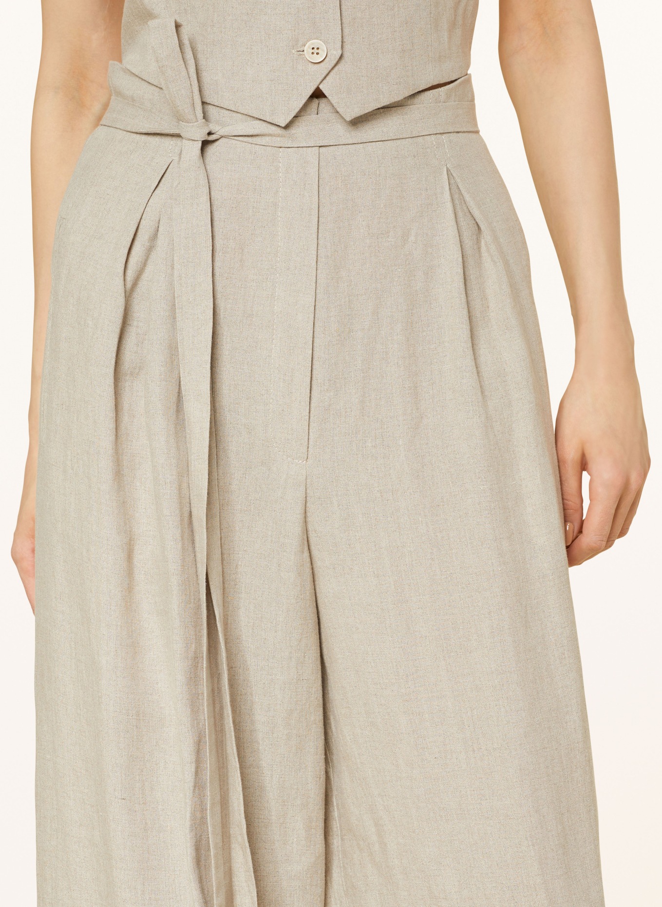 JUNE FRIDAYS Wide leg trousers made of linen, Color: BEIGE (Image 5)