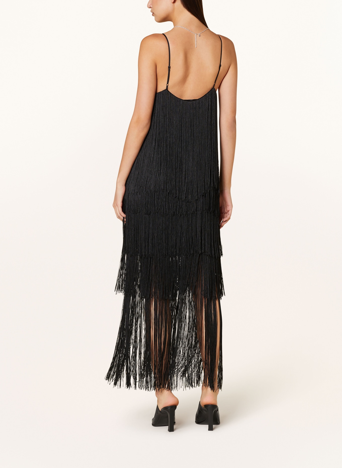 ENVELOPE 1976 Dress FRINGE with fringes, Color: BLACK (Image 3)