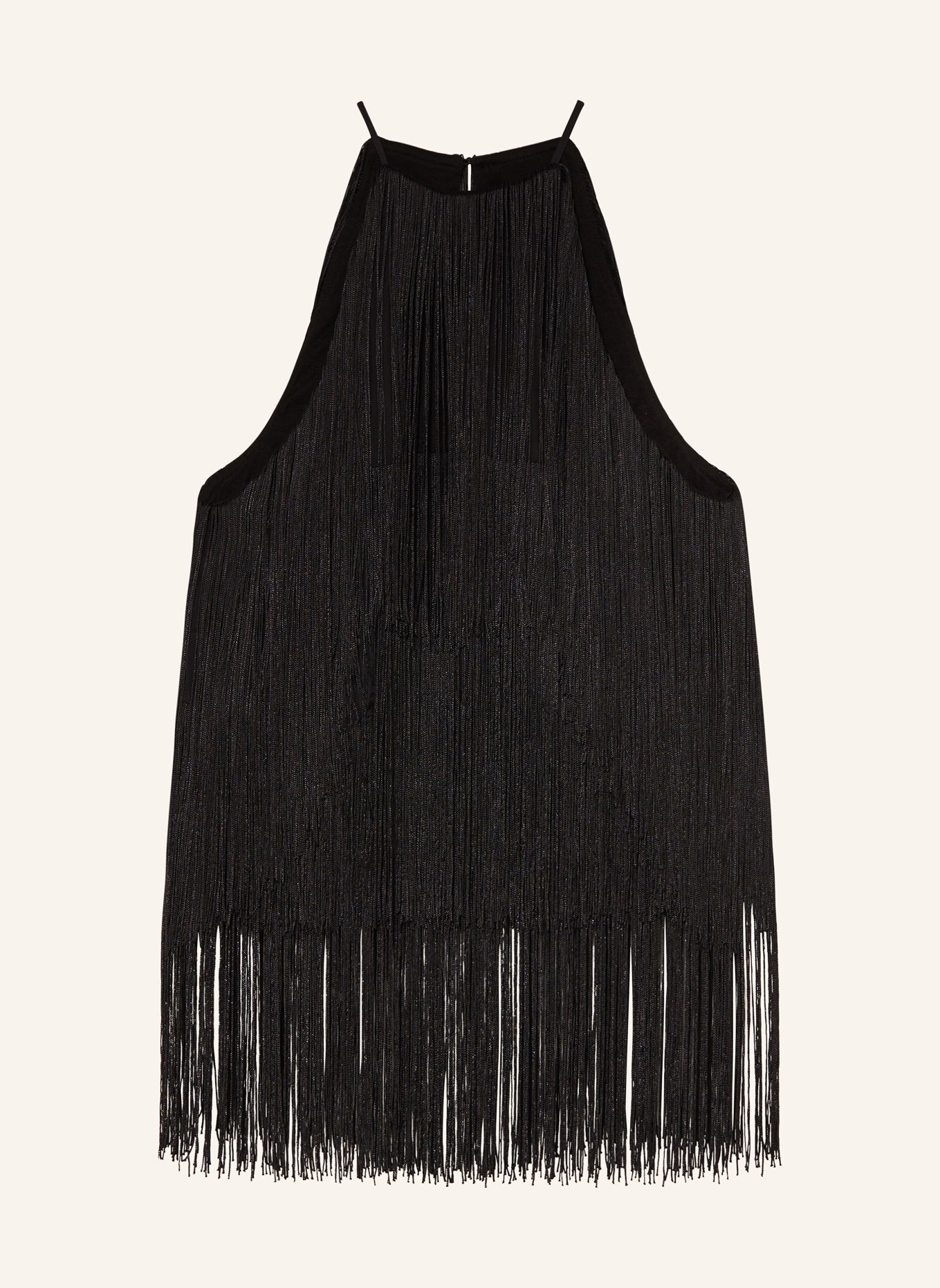 ENVELOPE 1976 Top FRINGE with fringes, Color: BLACK (Image 1)