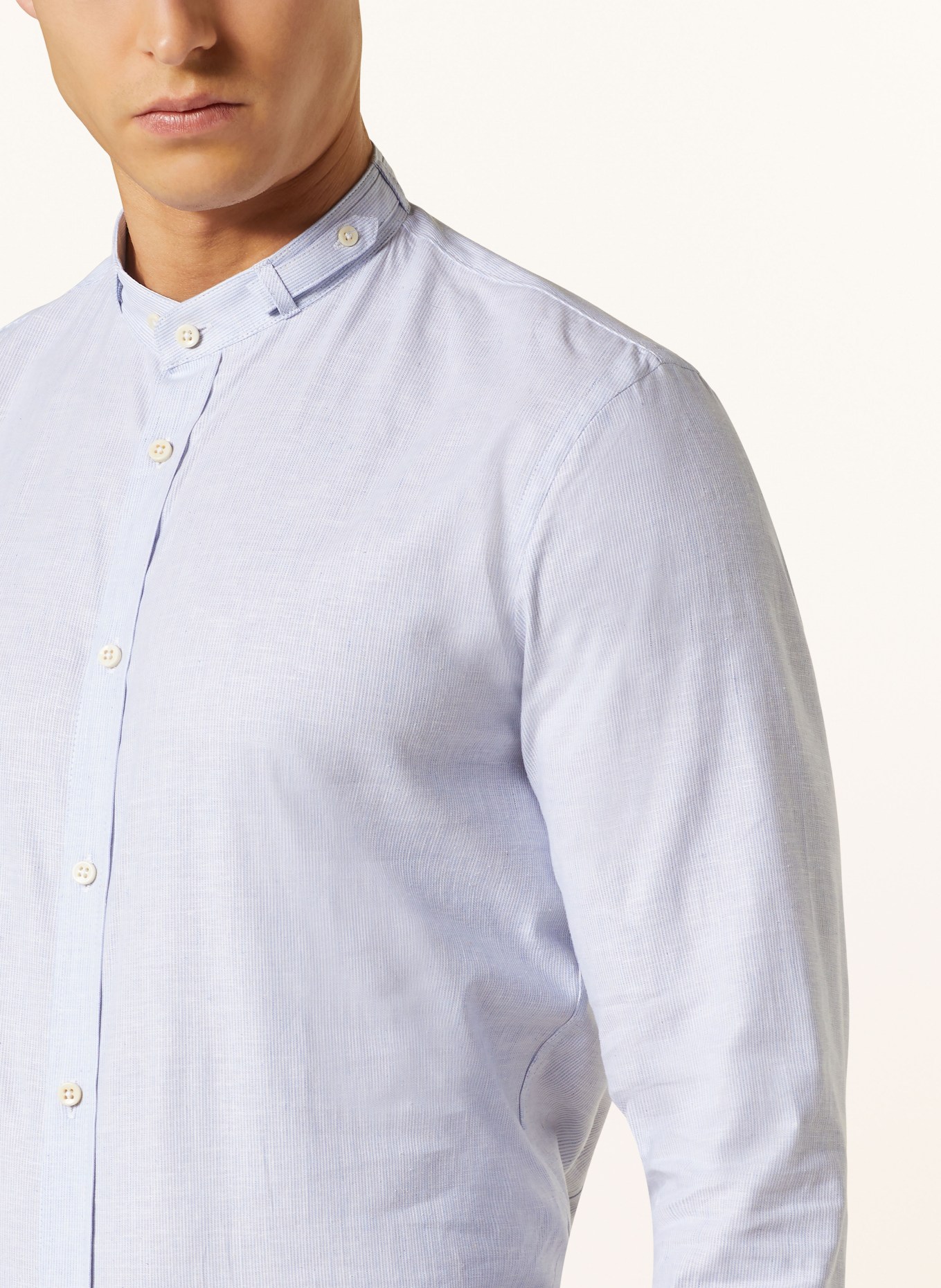 Gottseidank Trachten shirt LENZ slim fit with stand-up collar, Color: LIGHT BLUE/ WHITE (Image 4)