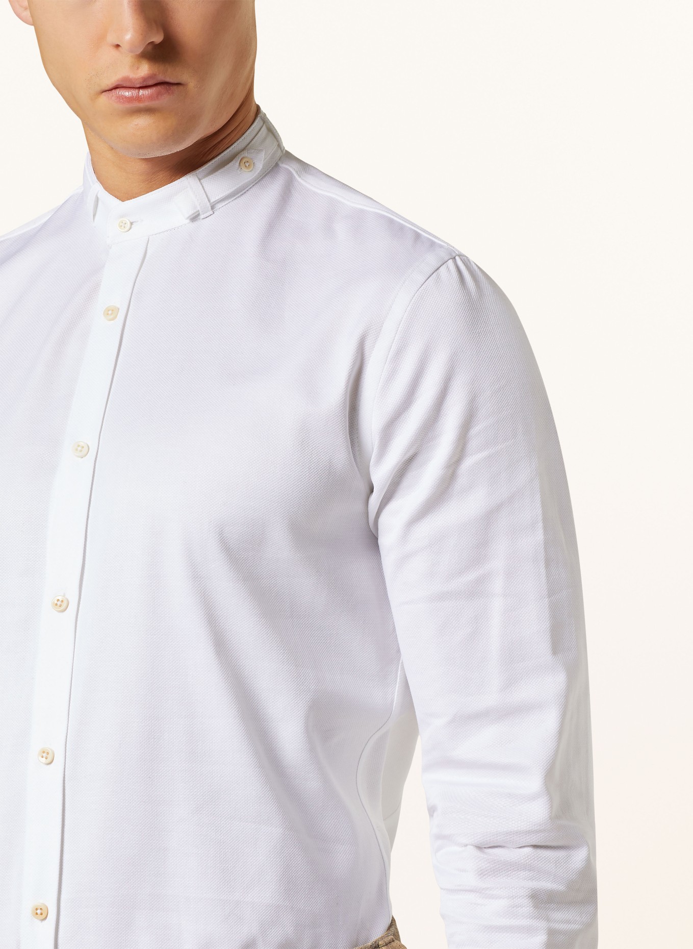 Gottseidank Trachten shirt LENZ slim fit with stand-up collar, Color: WHITE (Image 5)