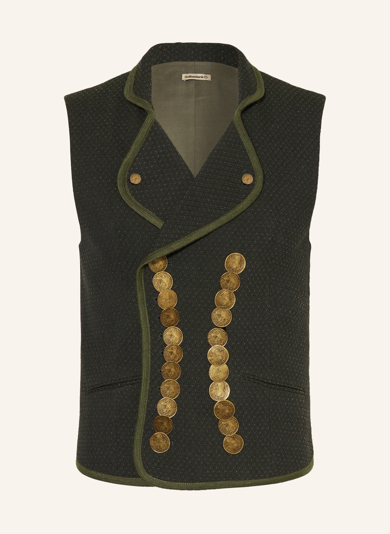 Gottseidank Trachten waistcoat BENDEDIKT, Color: DARK GREEN (Image 1)