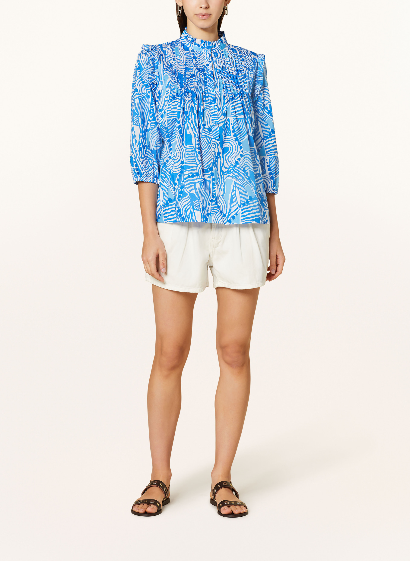 dea kudibal Shirt blouse LINE with ruffles and 3/4 sleeve, Color: BLUE/ WHITE (Image 2)