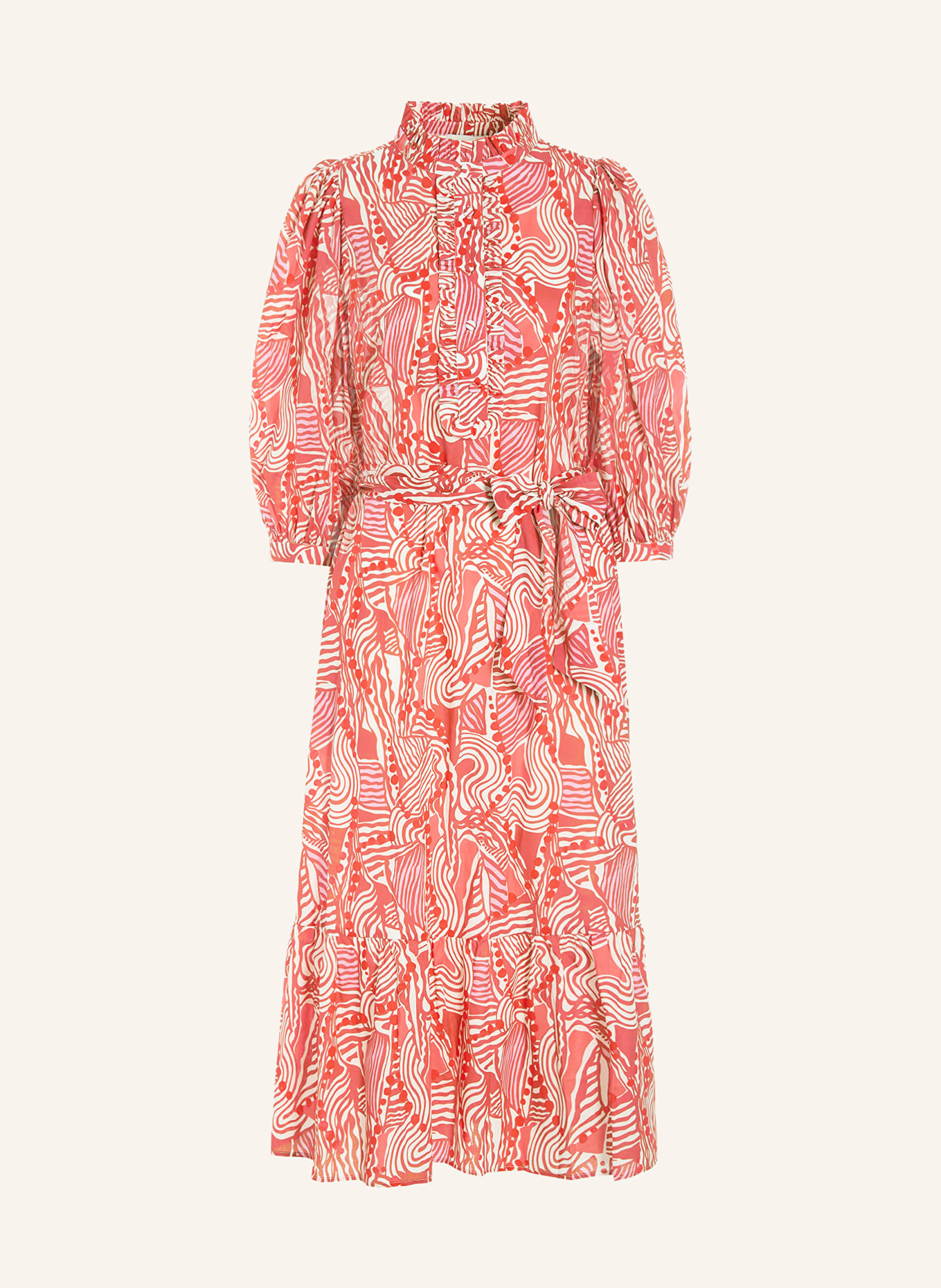 dea kudibal Kleid mit 3/4-Arm und Rüschen, Farbe: ROT/ WEISS (Bild 1)