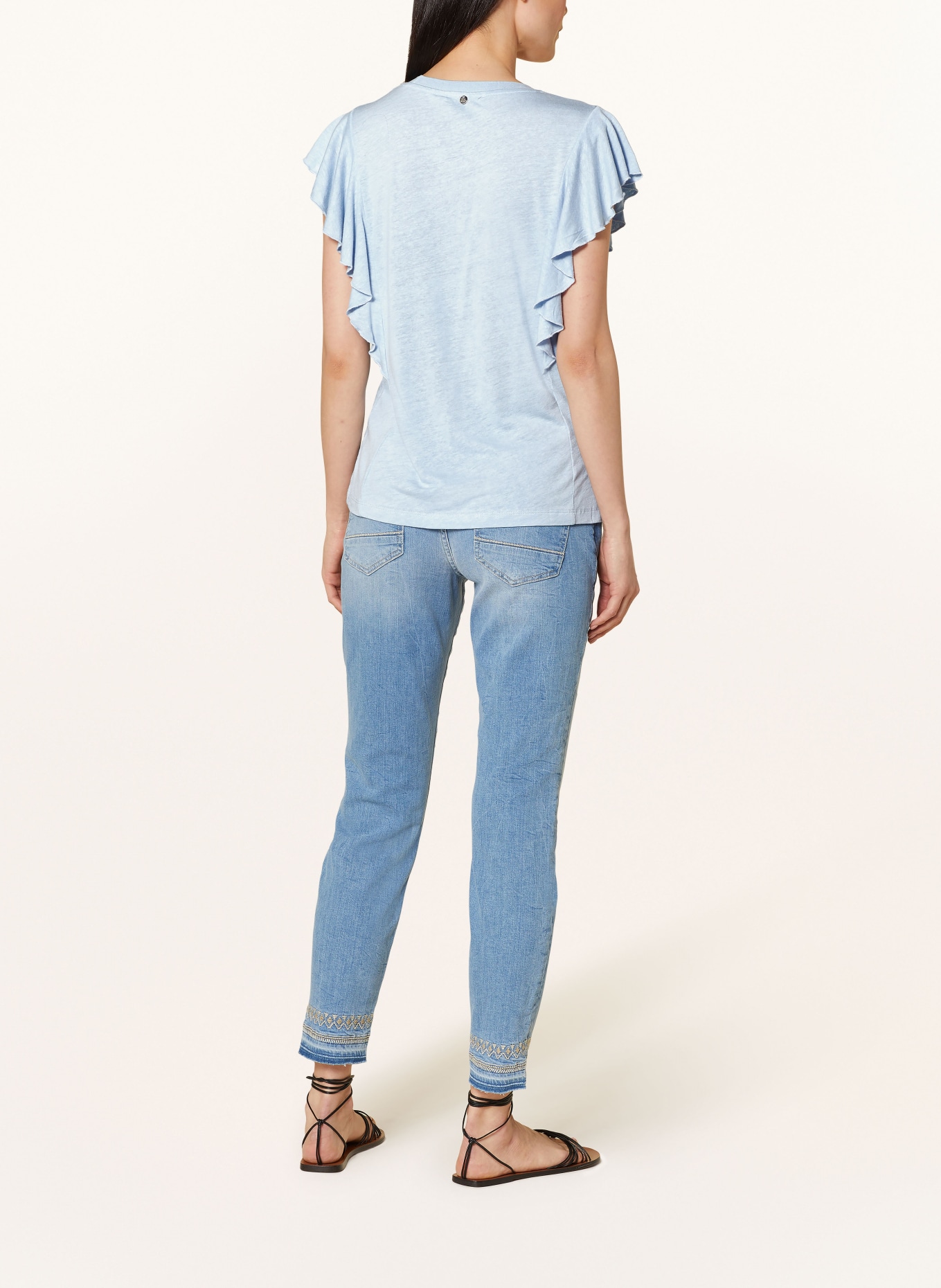 MOS MOSH T-shirt MMCHIO with linen, Color: LIGHT BLUE (Image 3)