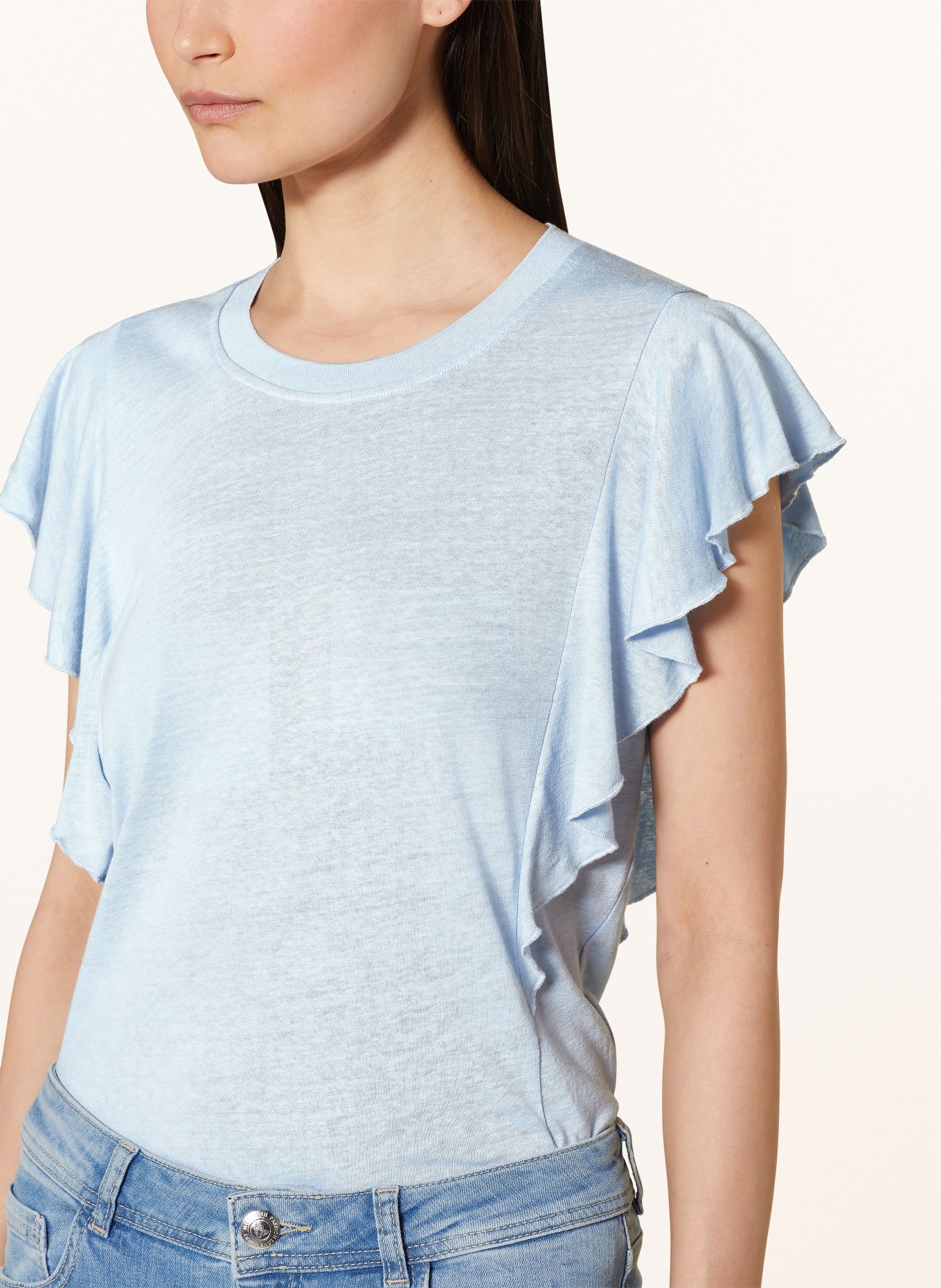 MOS MOSH T-shirt MMCHIO with linen, Color: LIGHT BLUE (Image 4)