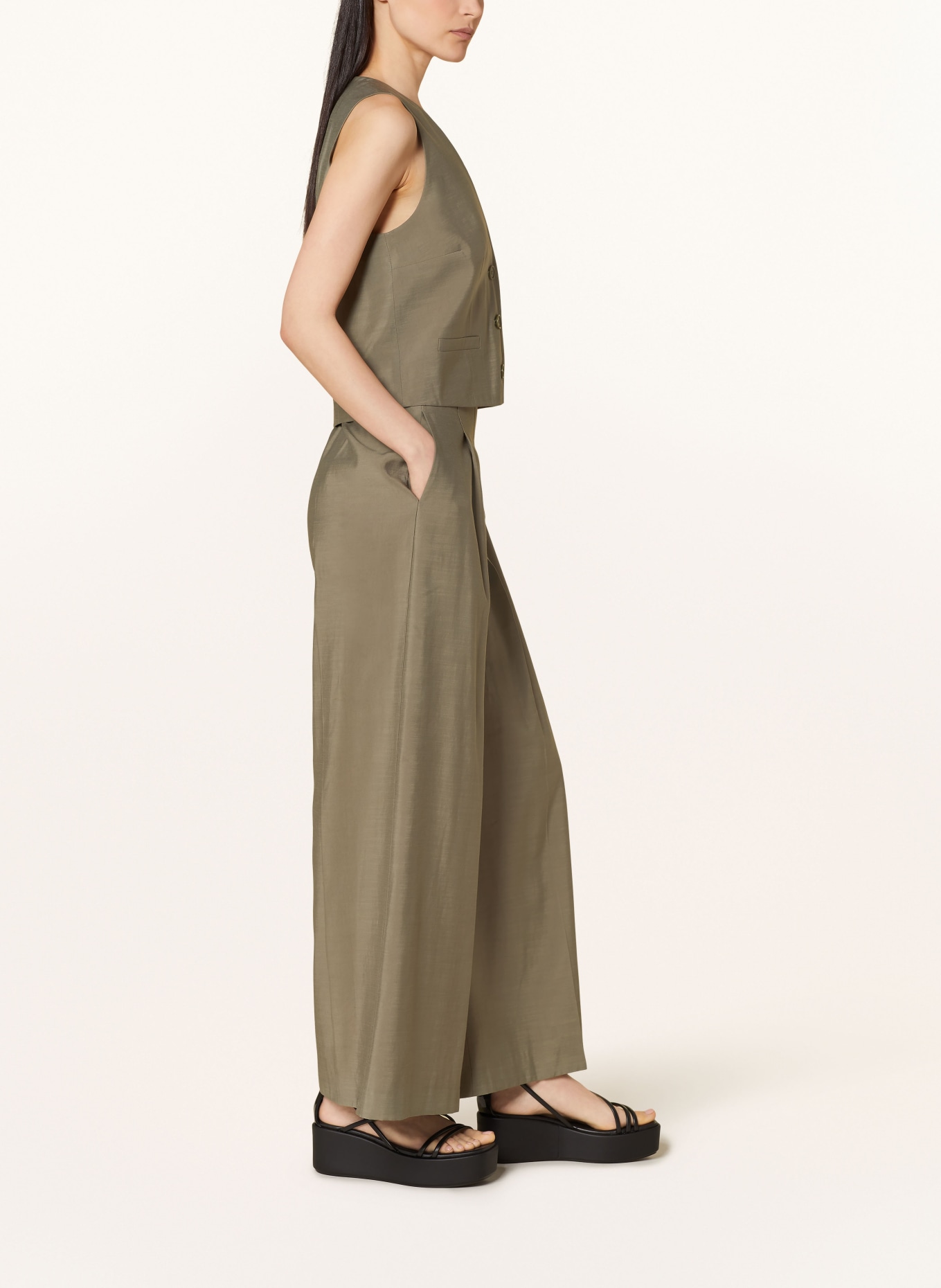 MOS MOSH Wide leg trousers MMTHEA, Color: OLIVE (Image 4)
