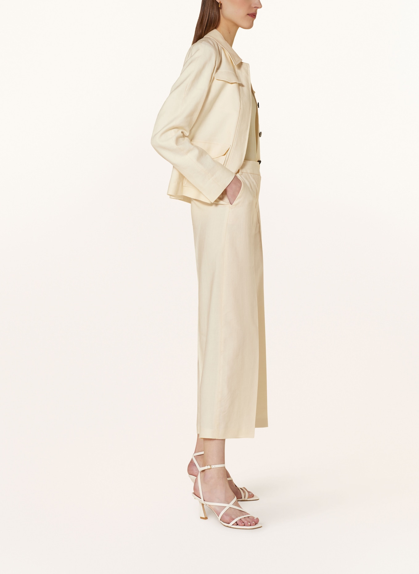 windsor. Culottes with linen, Color: LIGHT YELLOW (Image 4)