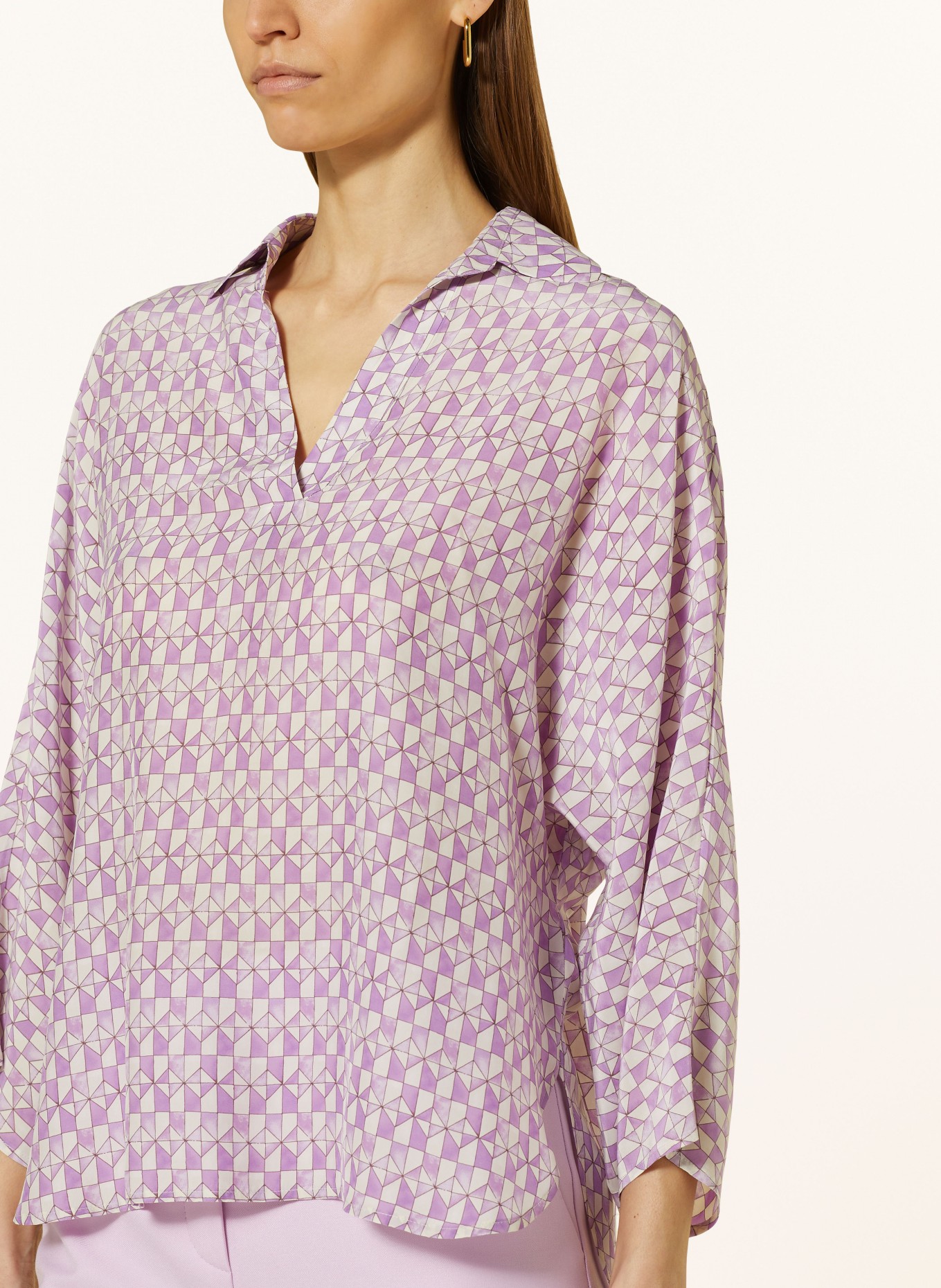 windsor. Shirt blouse with silk, Color: PURPLE/ WHITE (Image 4)