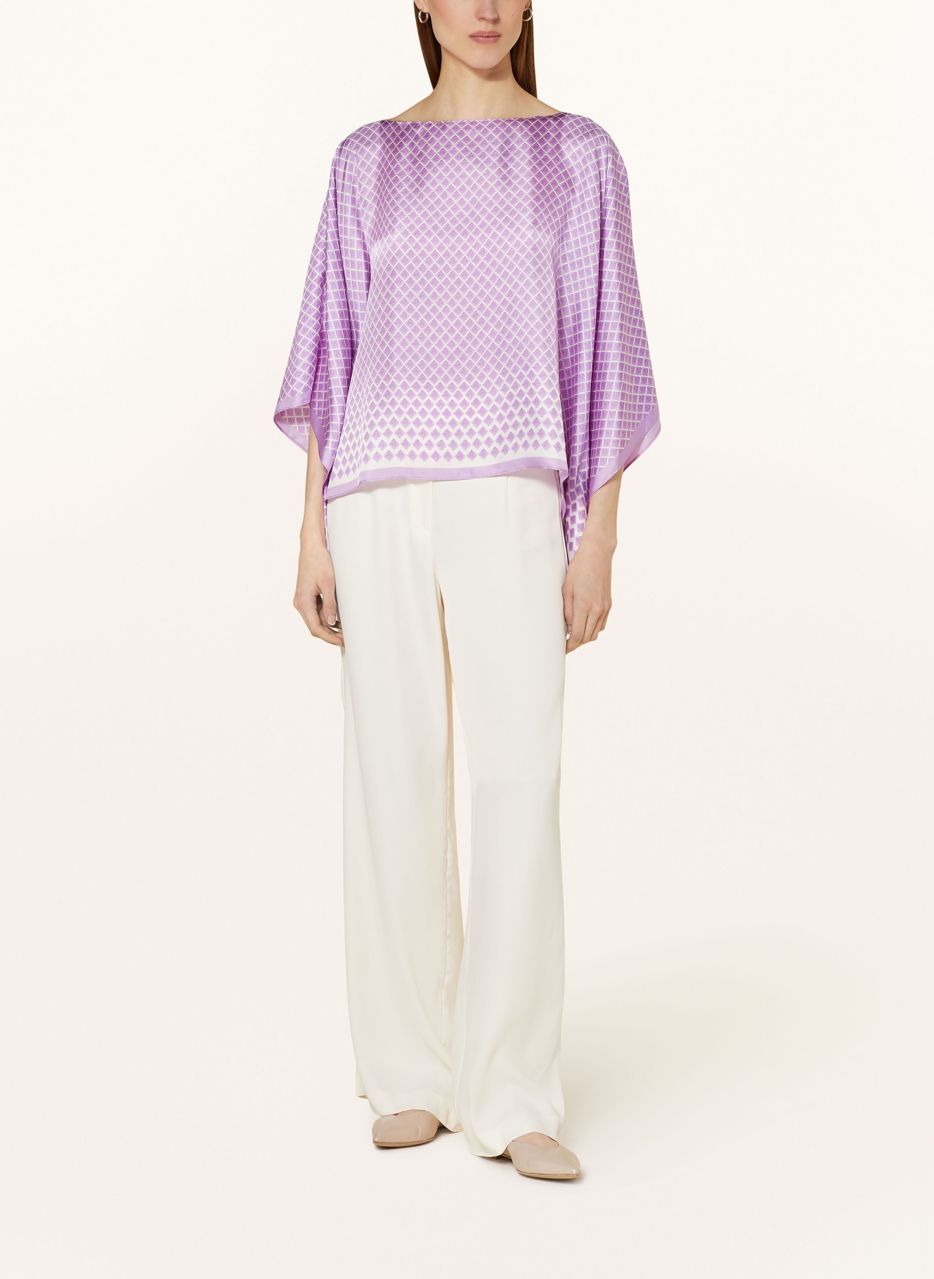 windsor. Shirt blouse in silk, Color: LIGHT PURPLE/ WHITE (Image 2)