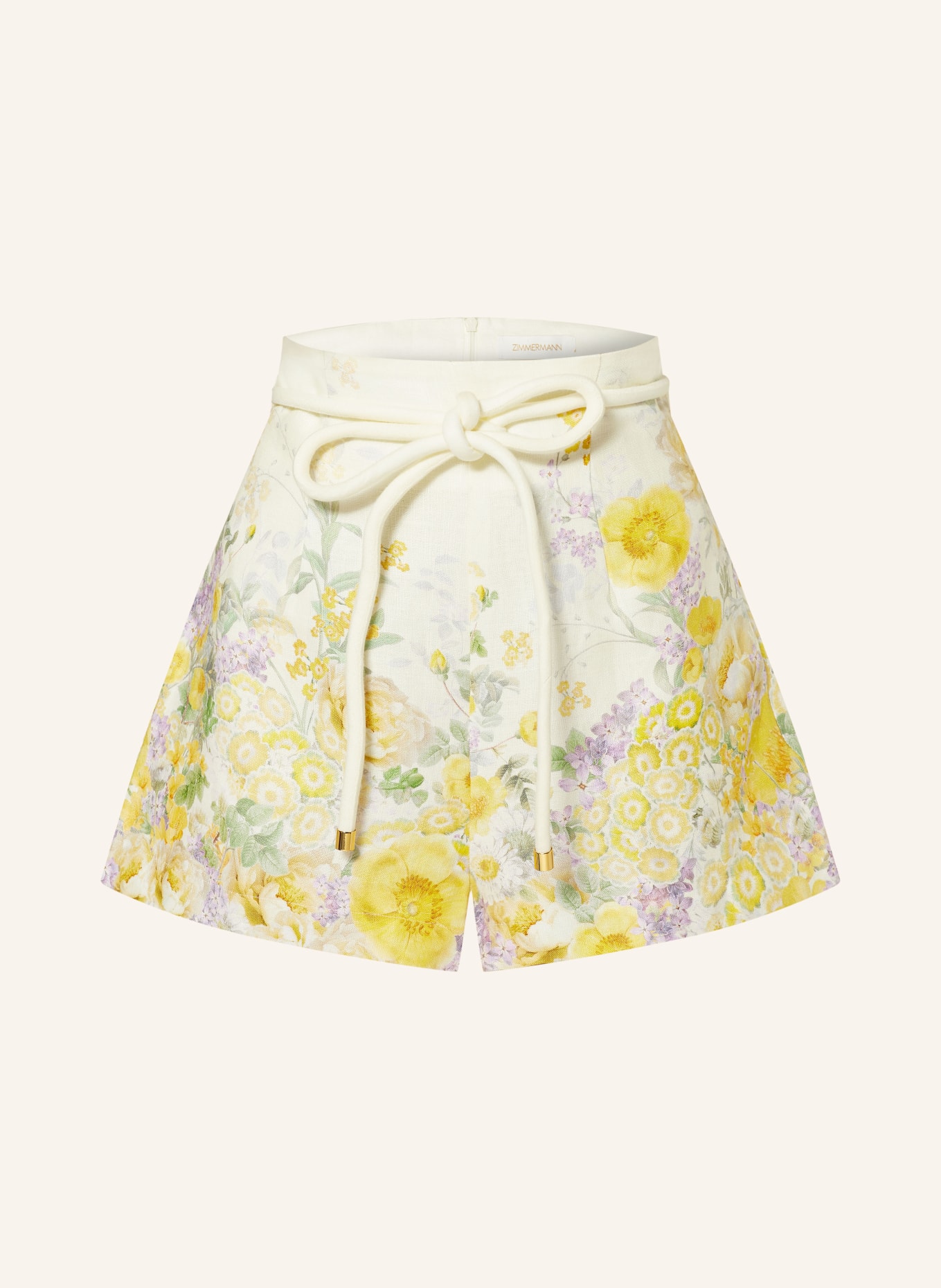 ZIMMERMANN Linen shorts HARMONY, Color: YELLOW/ GREEN/ PURPLE (Image 1)