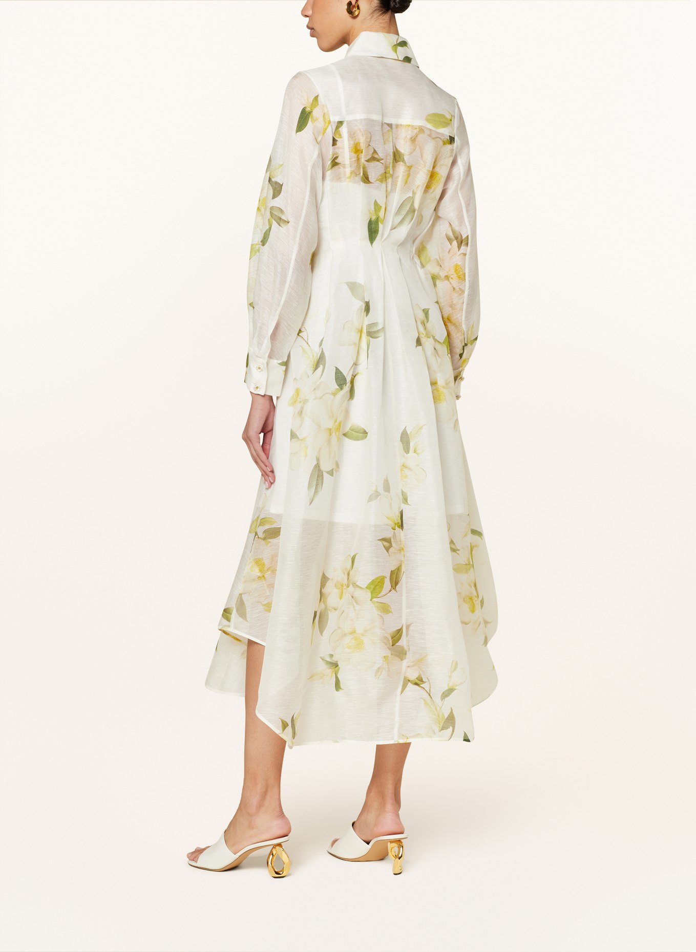 ZIMMERMANN Shirt dress HARMONY with linen and silk, Color: WHITE/ GREEN/ YELLOW (Image 3)