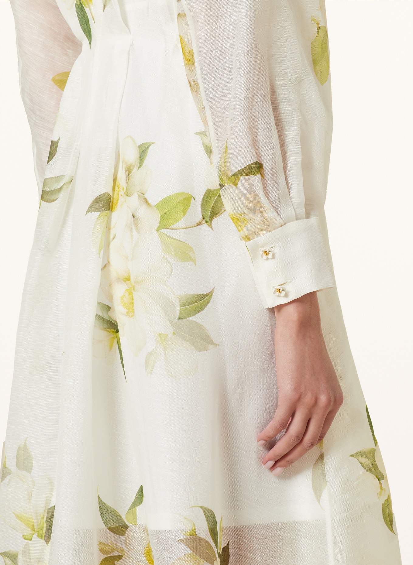 ZIMMERMANN Shirt dress HARMONY with linen and silk, Color: WHITE/ GREEN/ YELLOW (Image 5)