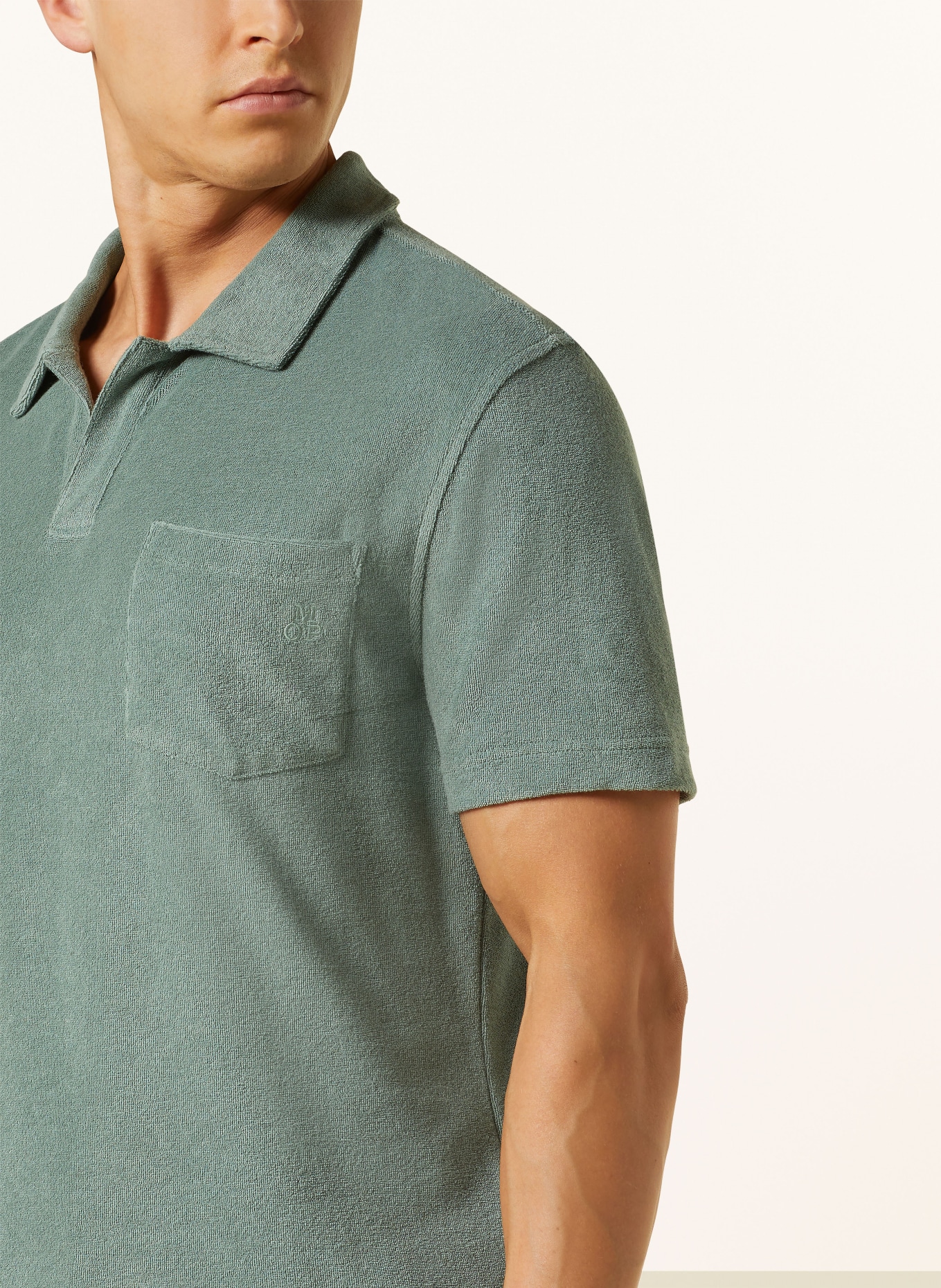 Marc O'Polo Lounge shirt made of terry cloth, Color: GREEN (Image 4)