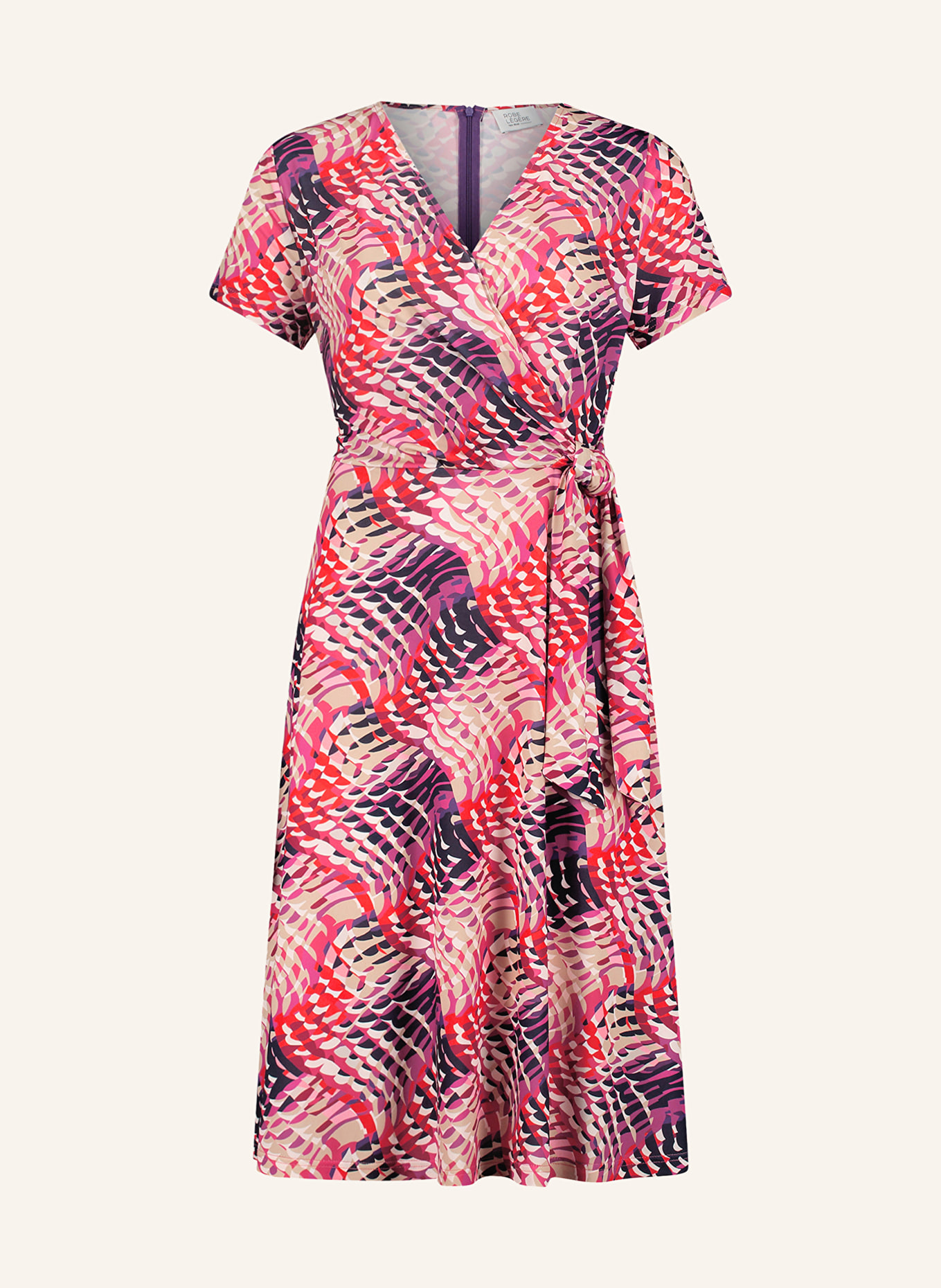ROBE LÉGÈRE Dress in wrap look, Color: ORANGE/ PURPLE/ CREAM (Image 1)